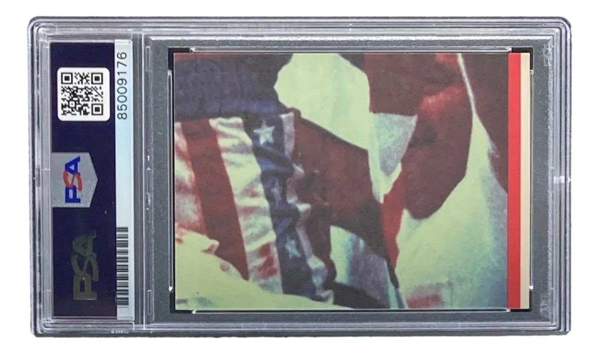 Dolph Lundgren Signed Ivan Drago 1985 Topps #8 Sticker Card PSA/DNA Gem MT 10 - Image 2