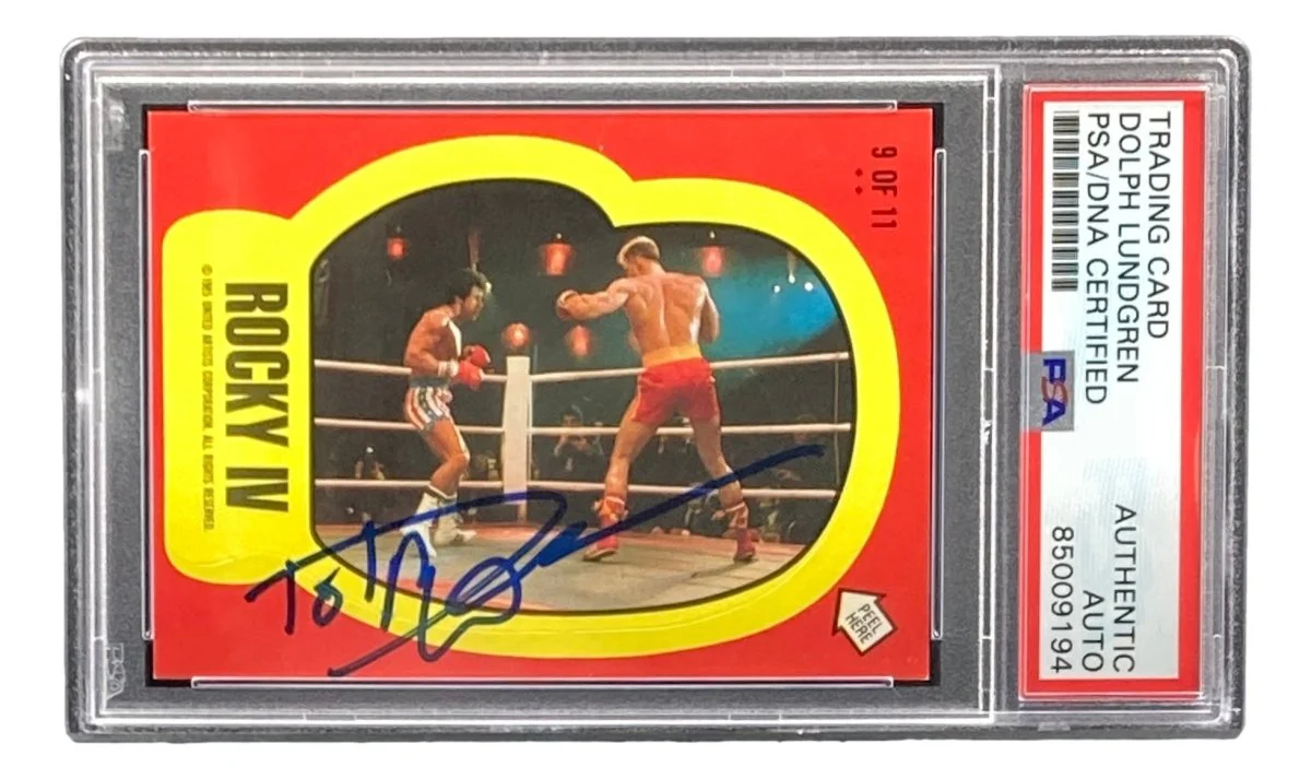 Dolph Lundgren Signed Ivan Drago 1985 Topps #9 Sticker Card PSA/DNA