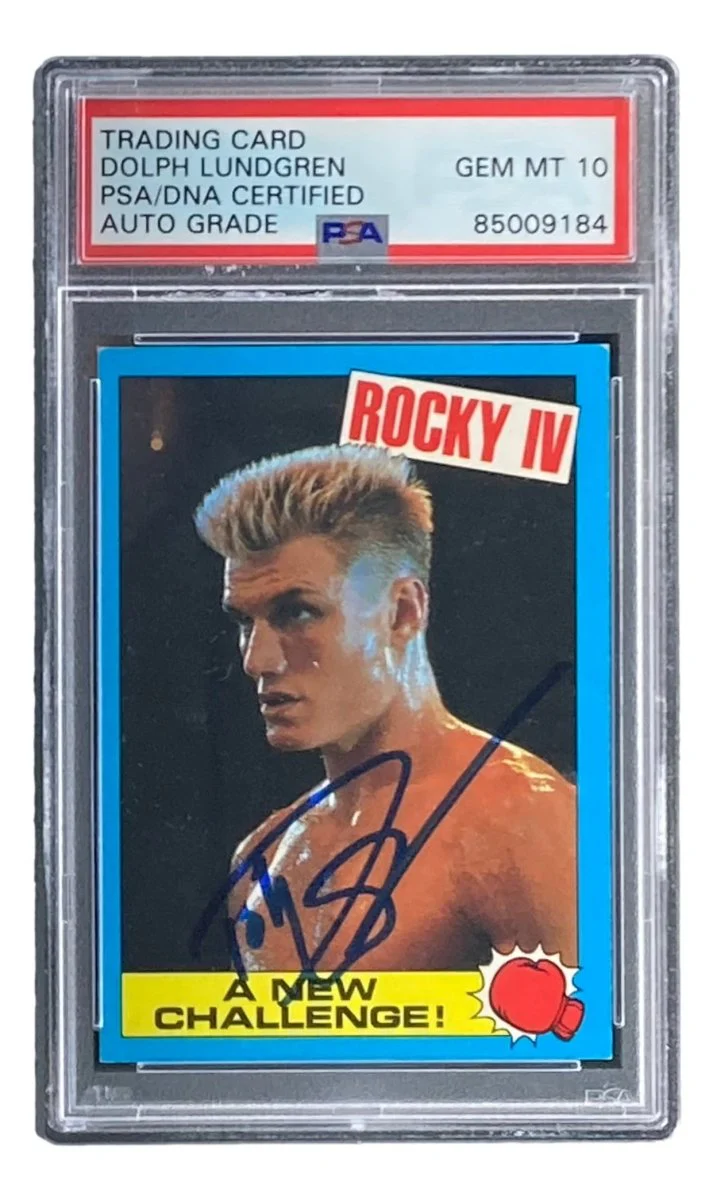 Dolph Lundgren Signed Ivan Drago 1985 Topps #9 Trading Card PSA/DNA Gem MT 10 - Image 4