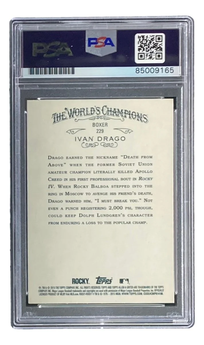 Dolph Lundgren Signed Ivan Drago 2015 Topps A&G Trading Card PSA/DNA Gem MT 10 - Image 2