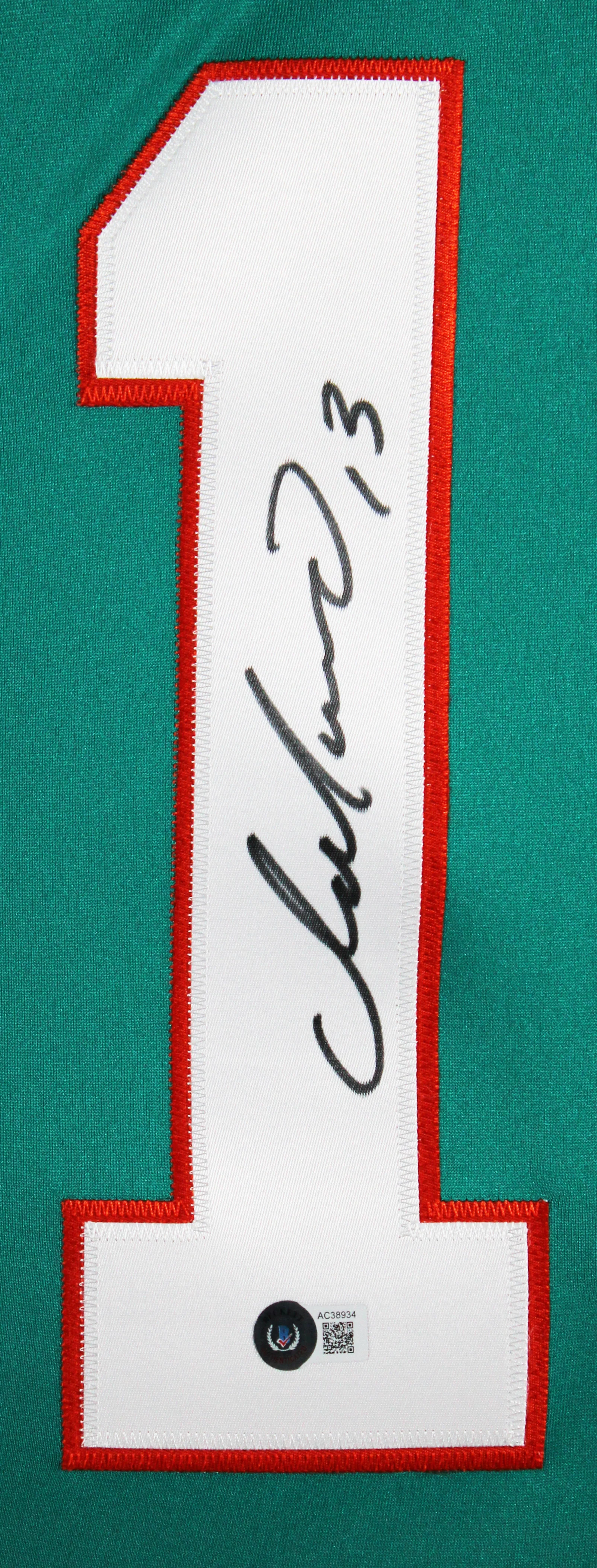 Dolphins Dan Marino Authentic Signed Teal Nike Limited Framed Jersey BAS - Image 3