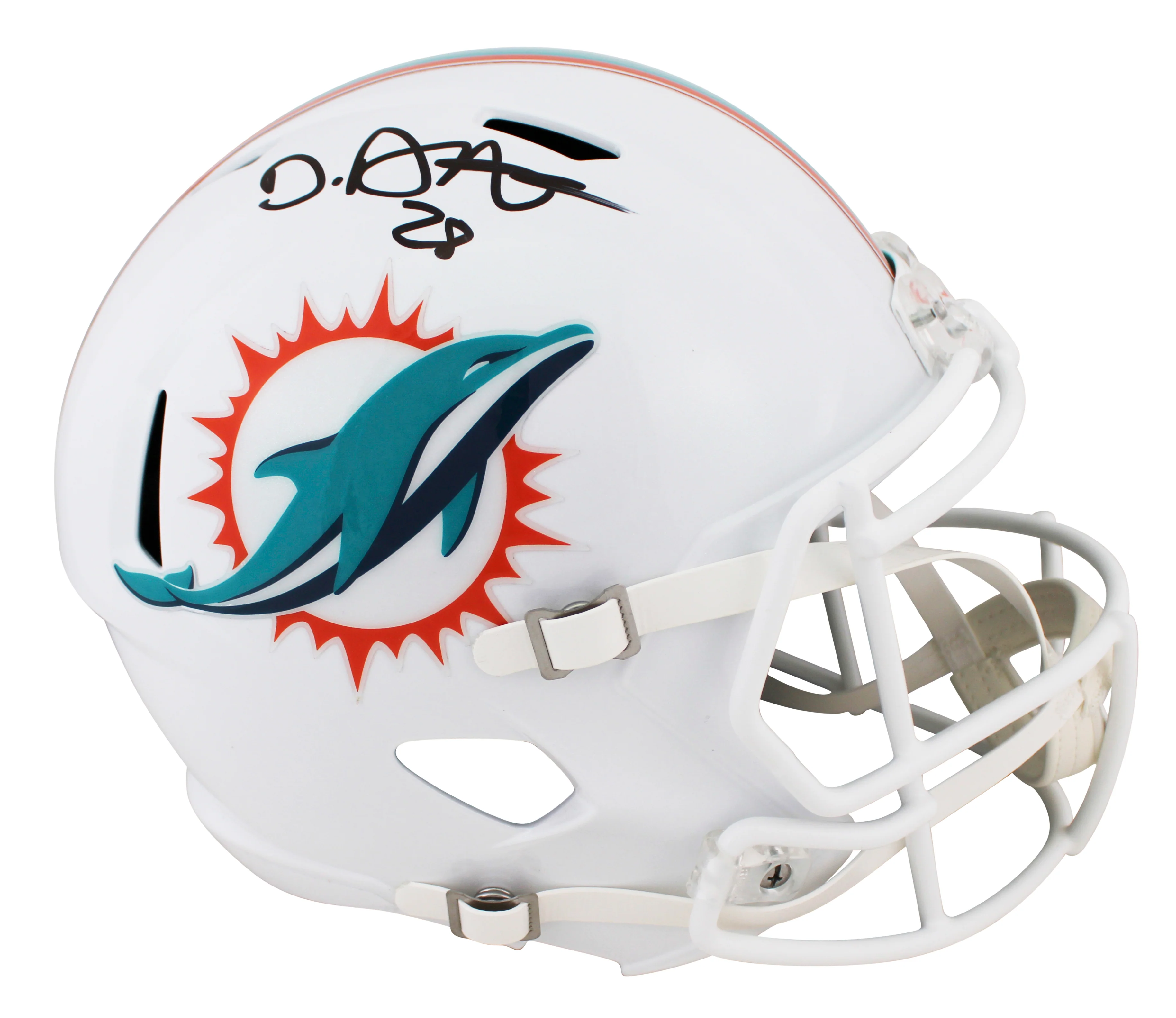 Dolphins De'Von Achane Signed Full Size Speed Rep Helmet W/ Case BAS Witnessed - Image 3