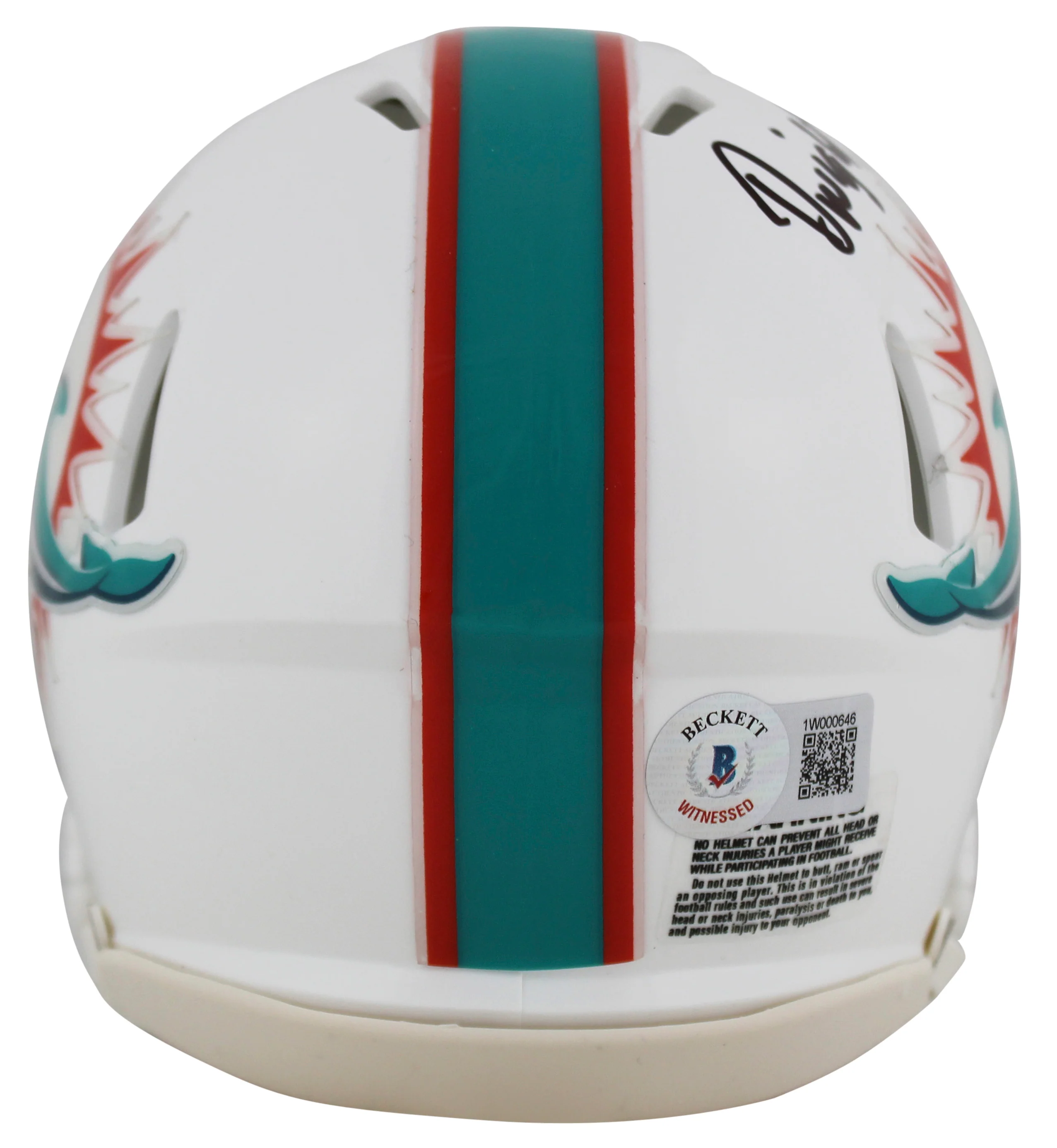 Dolphins Dwight Stephenson "HOF 98" Signed Speed Mini Helmet BAS Witnessed - Image 3