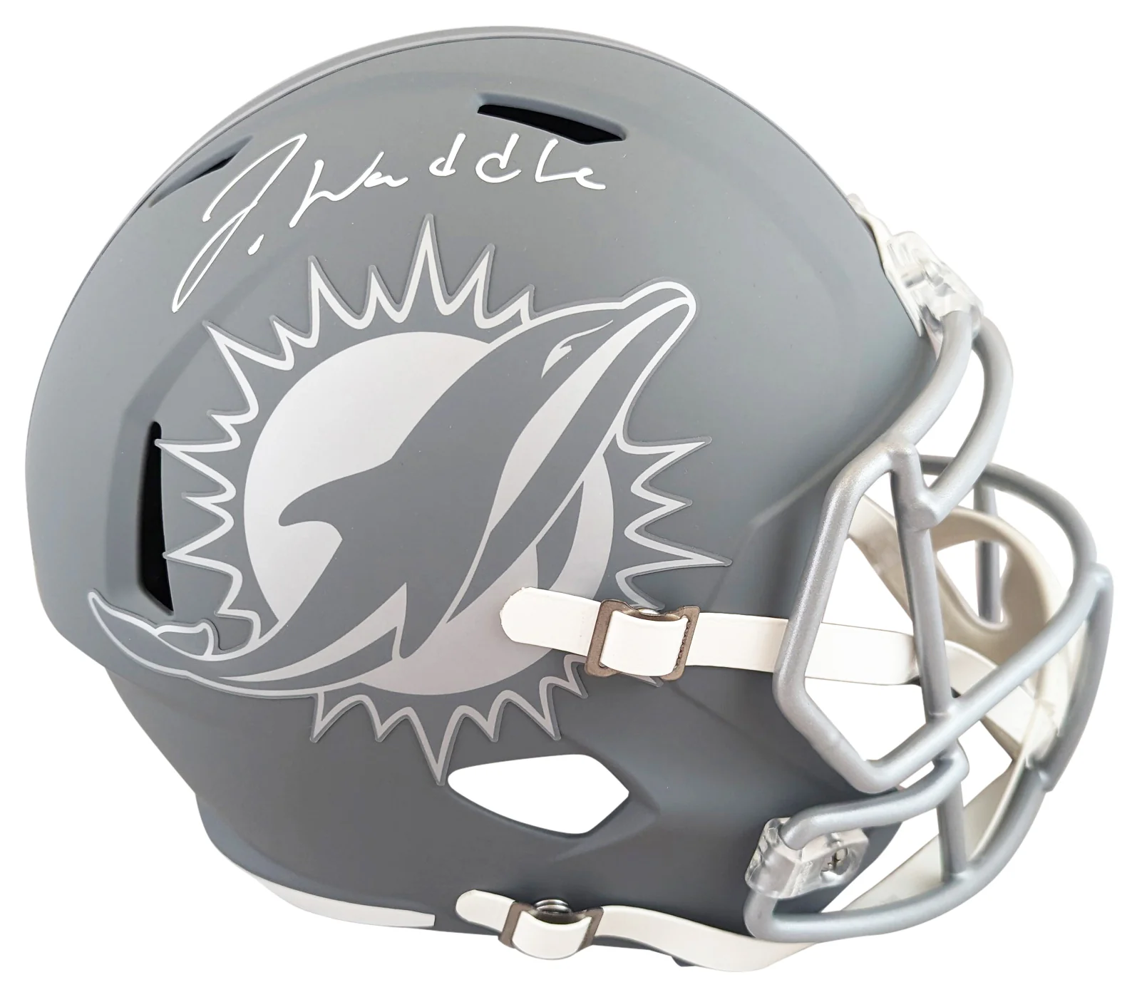 Dolphins Jaylen Waddle Signed Slate Full Size Speed Rep Helmet Fanatics - Image 2