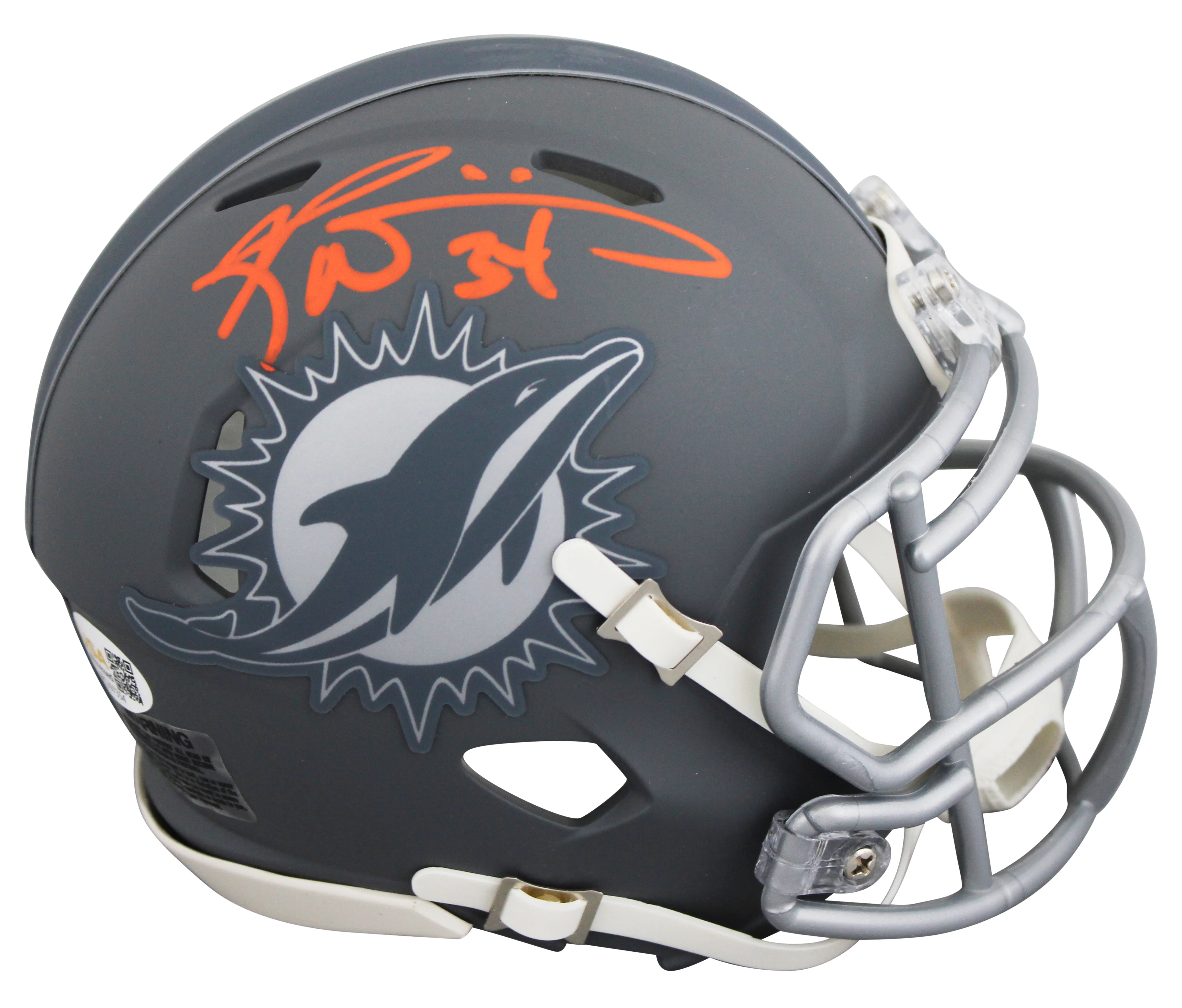 Dolphins Ricky Williams Authentic Signed Slate Speed Mini Helmet JSA Witness - Image 2