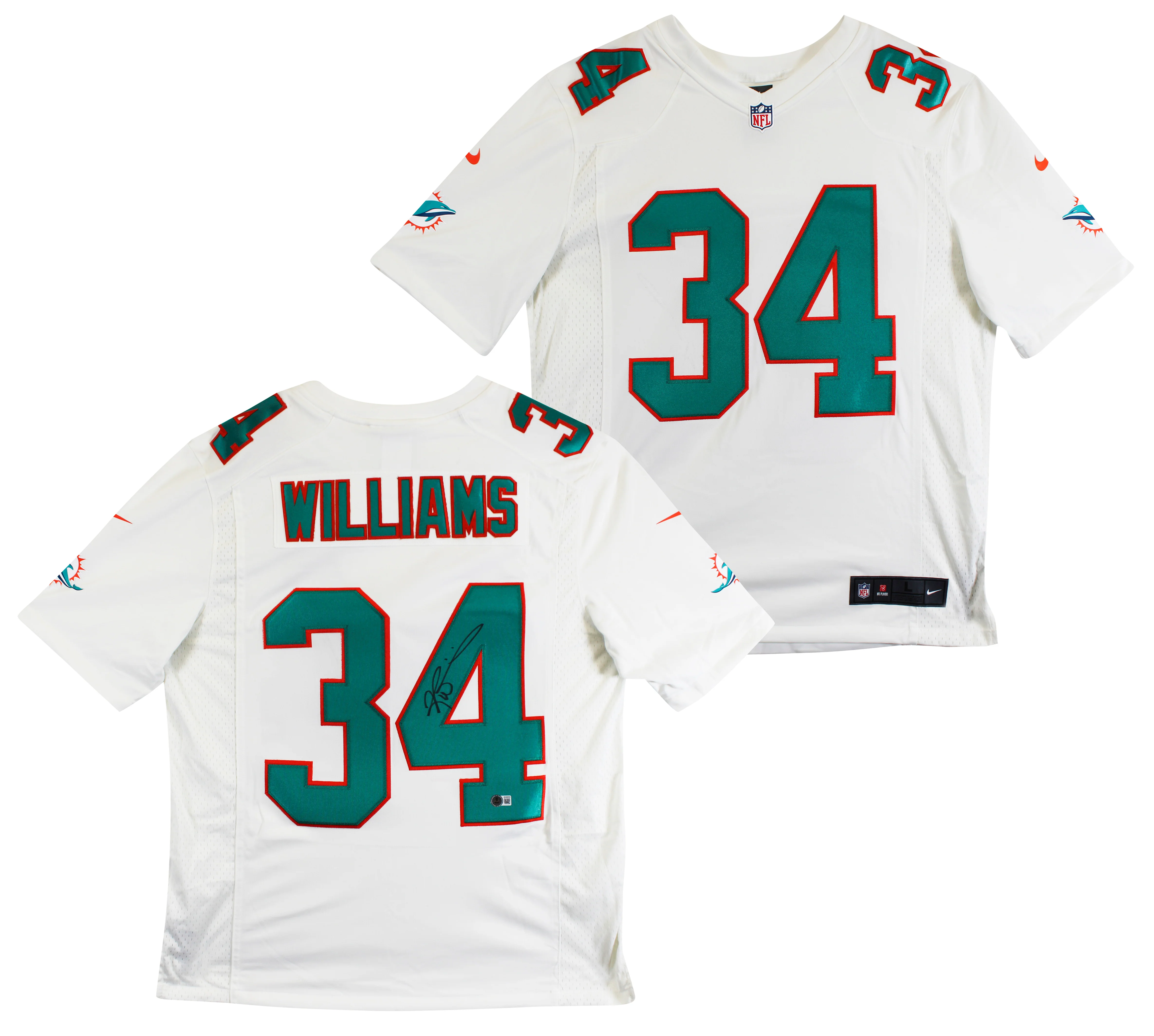 Dolphins Ricky Williams Authentic Signed White Nike Limited Jersey BAS Witness 2 - Image 2