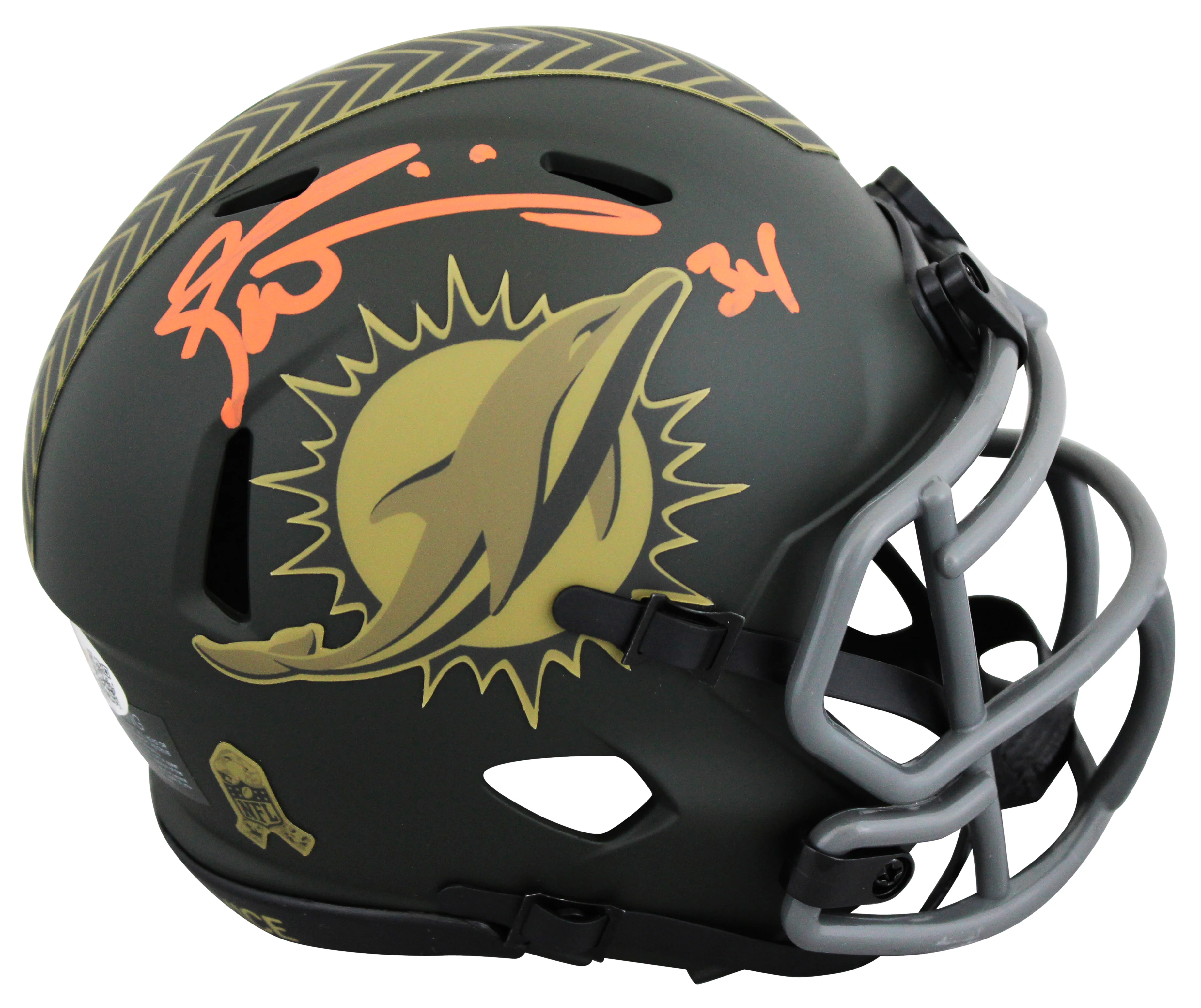 Dolphins Ricky Williams Signed Salute to Service IV Speed Mini Helmet JSA Wit