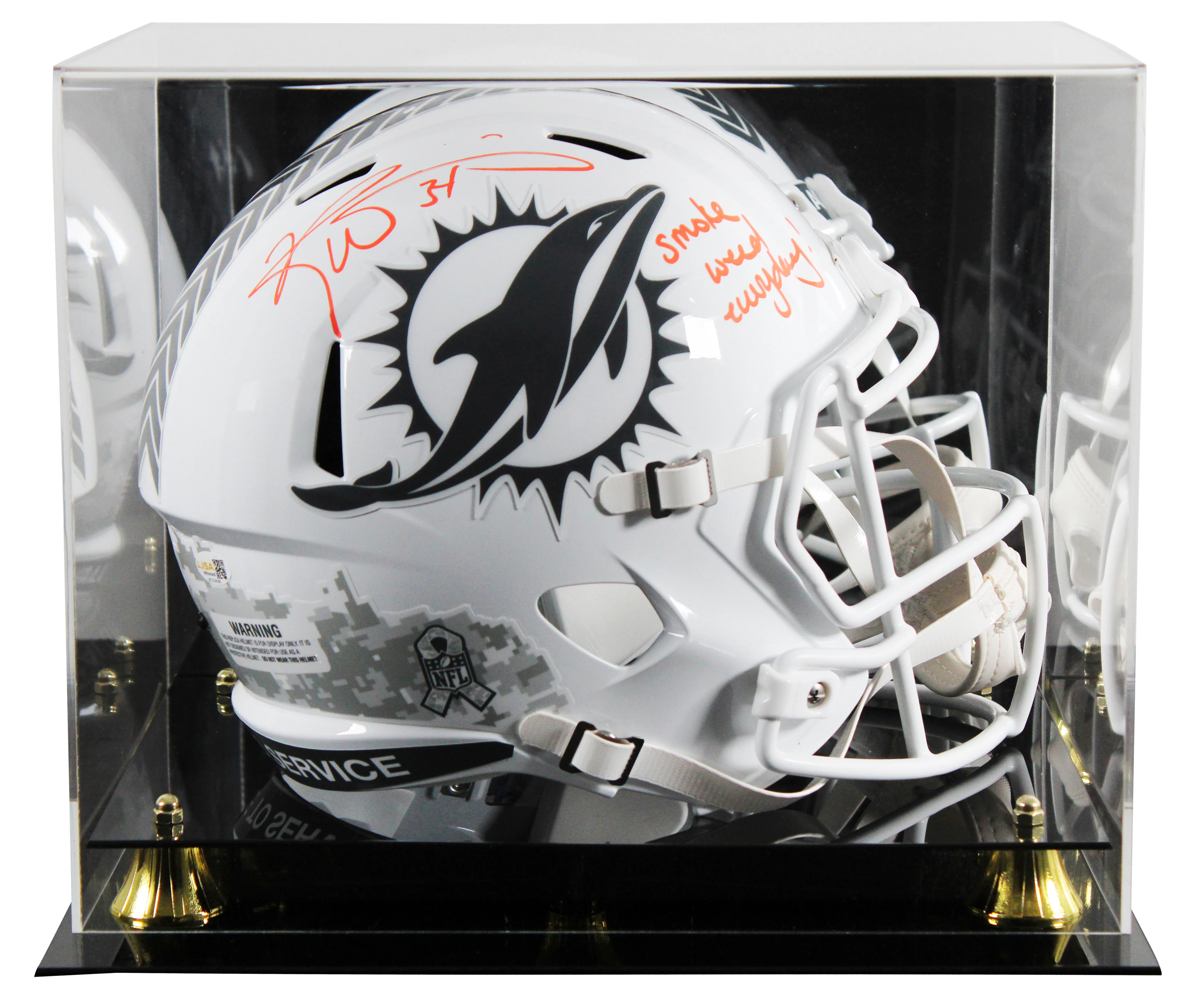 Dolphins Ricky Williams "SWE" Signed STS III F/S Speed Rep Helmet W/ Case JSA W - Image 2