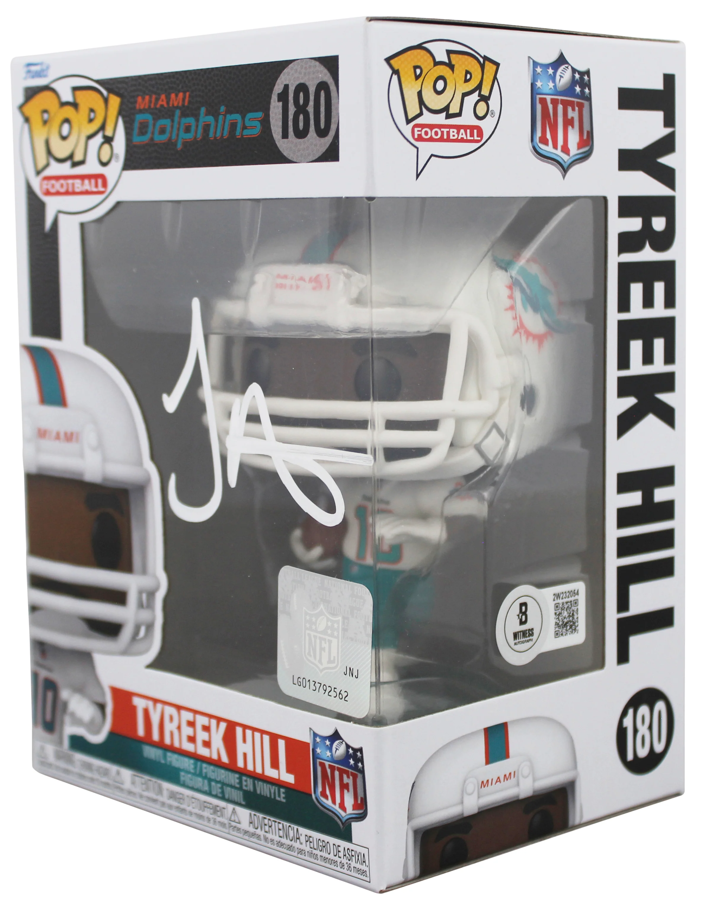 Dolphins Tyreek Hill Authentic Signed #180 Funko Pop Vinyl Figure BAS Witnessed - Image 3