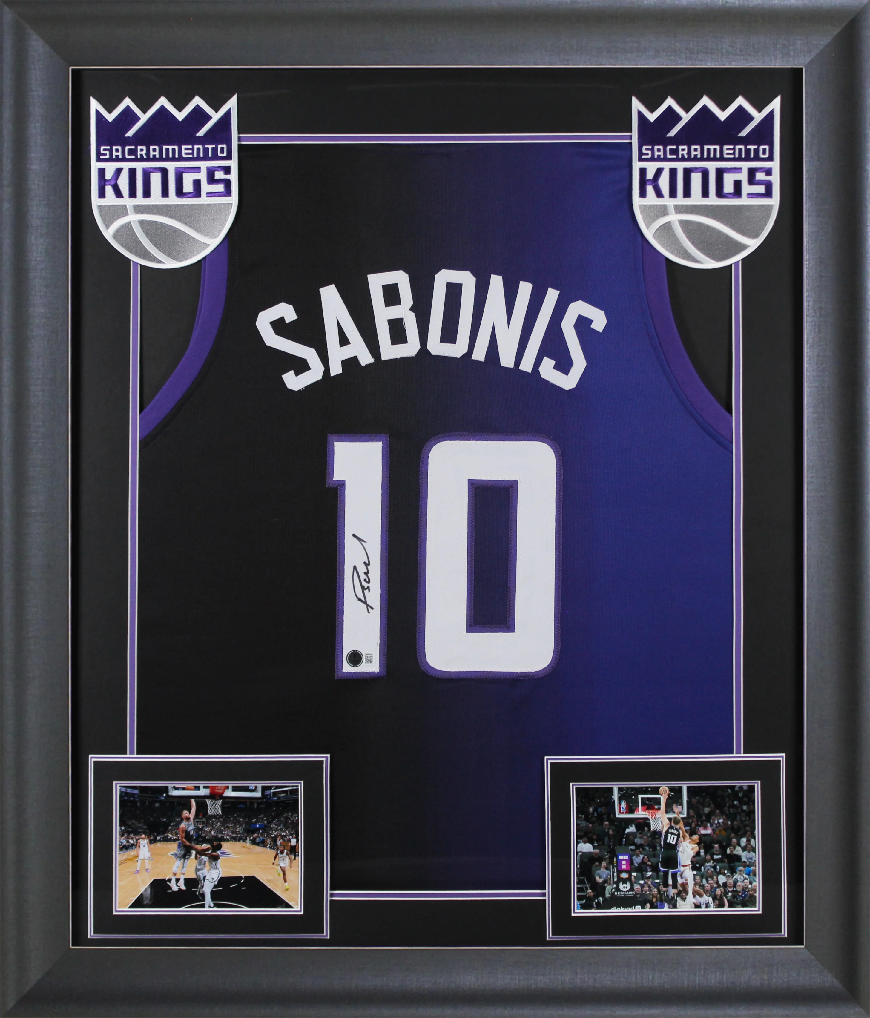 Domantas Sabonis Signed Purple & Black Two Tone Pro Style Framed Jersey BAS Wit - Image 2