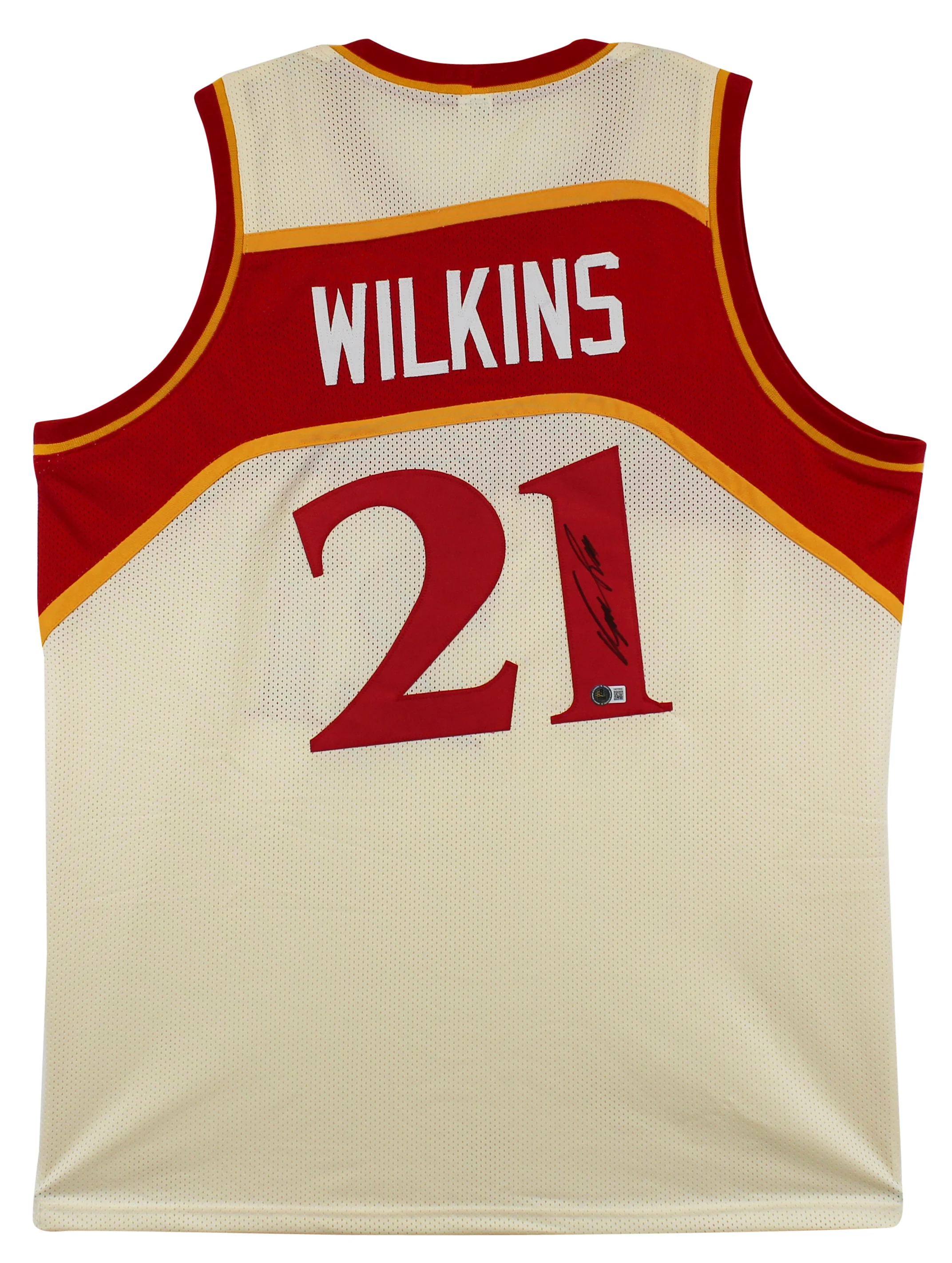 Dominique Wilkins Authentic Signed Cream Pro Style Jersey BAS Witnessed - Image 2