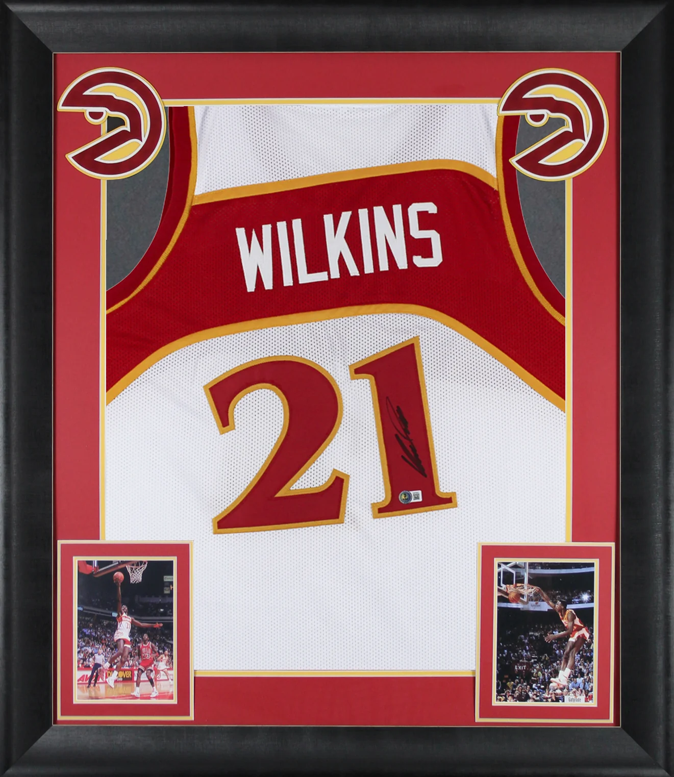 Dominique Wilkins Authentic Signed White Pro Style Framed Jersey BAS Witnessed - Image 2