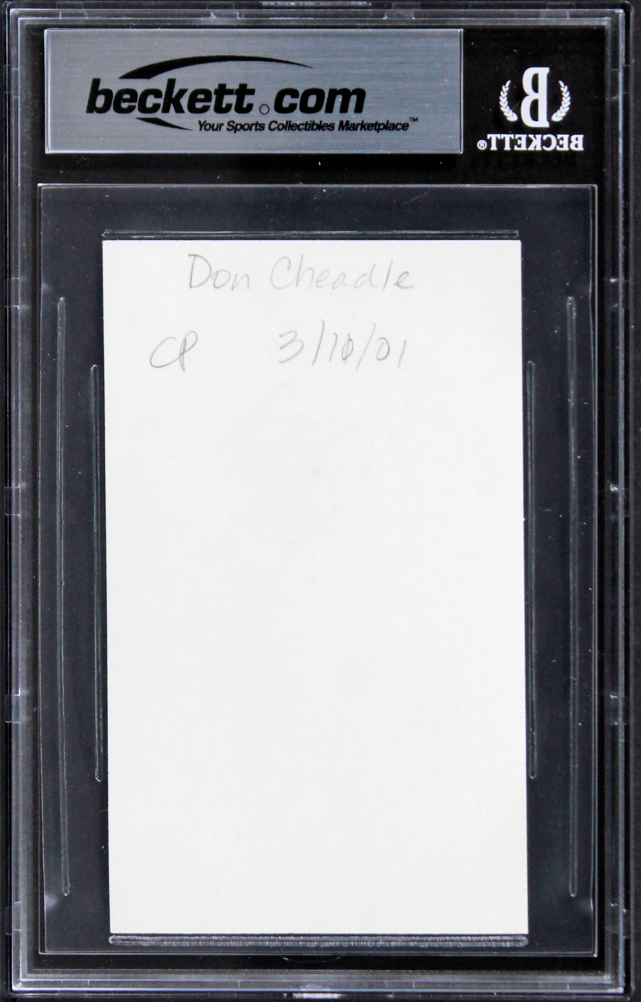 Don Cheadle Crash Authentic Signed 3x5 Index Card Autographed BAS Slabbed - Image 3