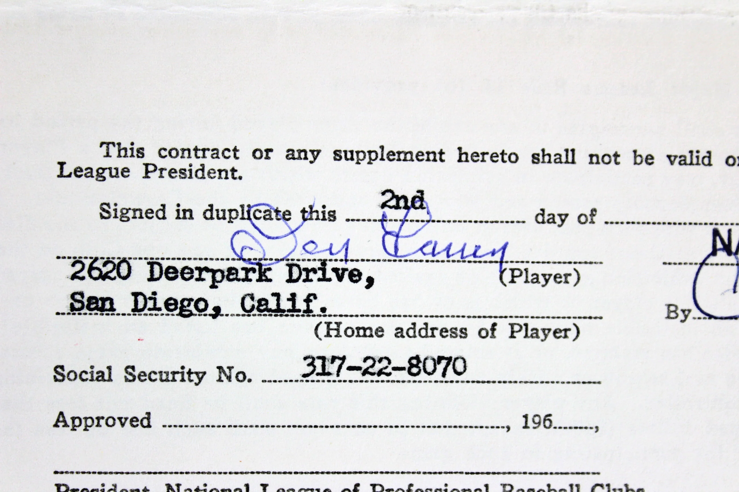 Don Larsen Signed 1964 San Francisco Giants Uniform Player's Contract BAS LOA - Image 4