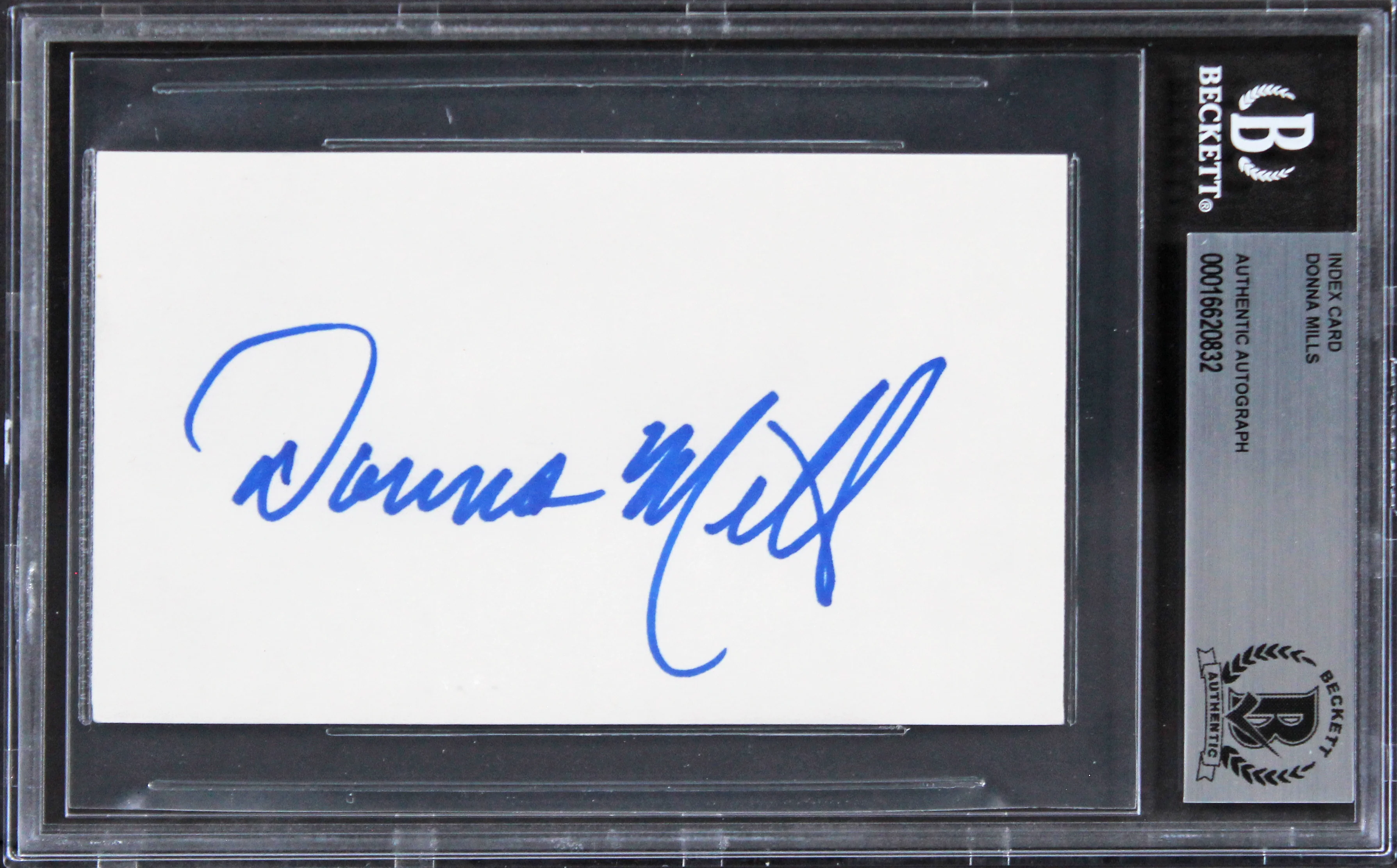 Donna Mills Knots Landing Authentic Signed 3x5 Index Card BAS Slabbed