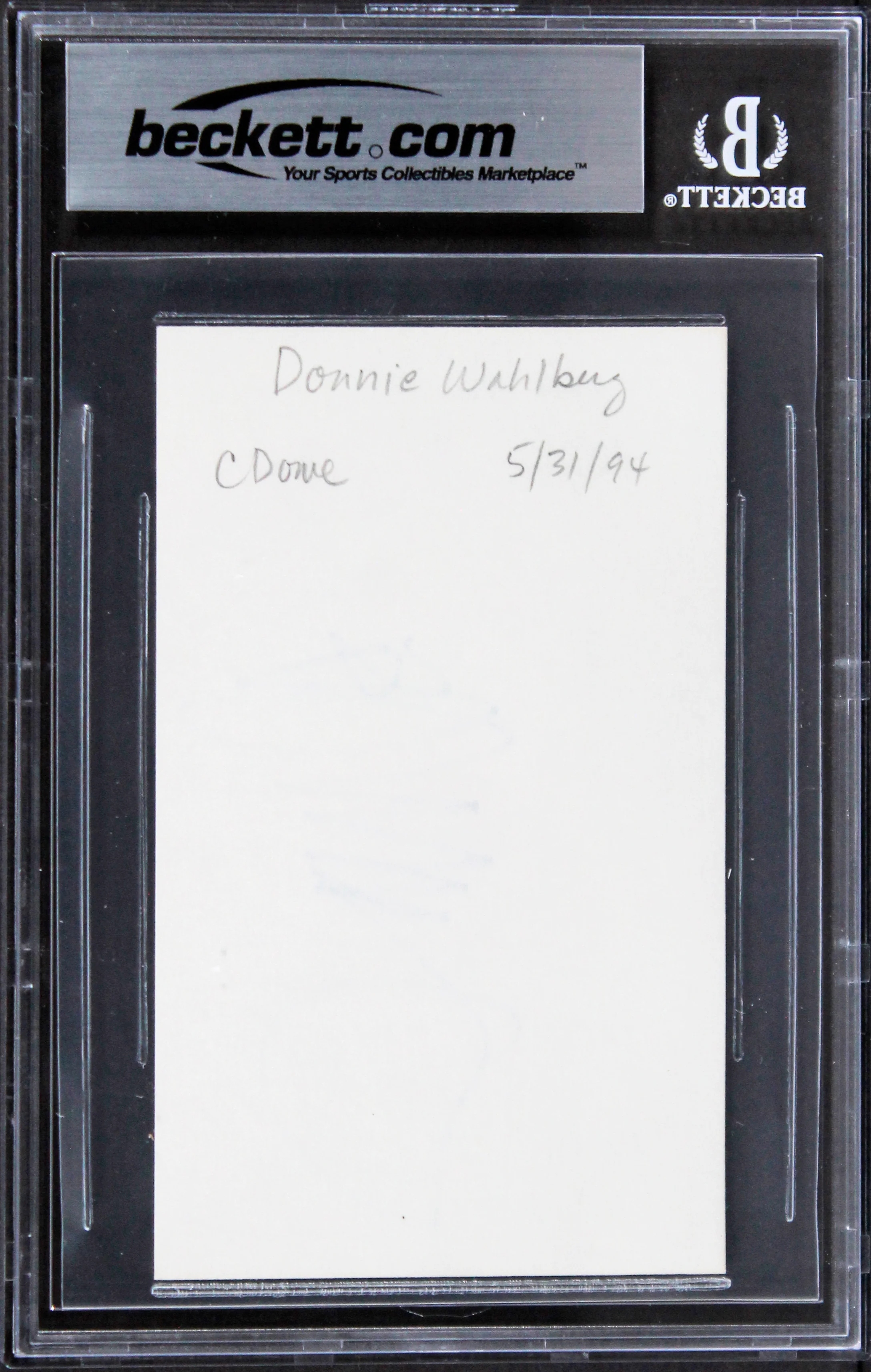 Donnie Wahlberg Blue Bloods Authentic Signed 3x5 Index Card BAS Slabbed - Image 3