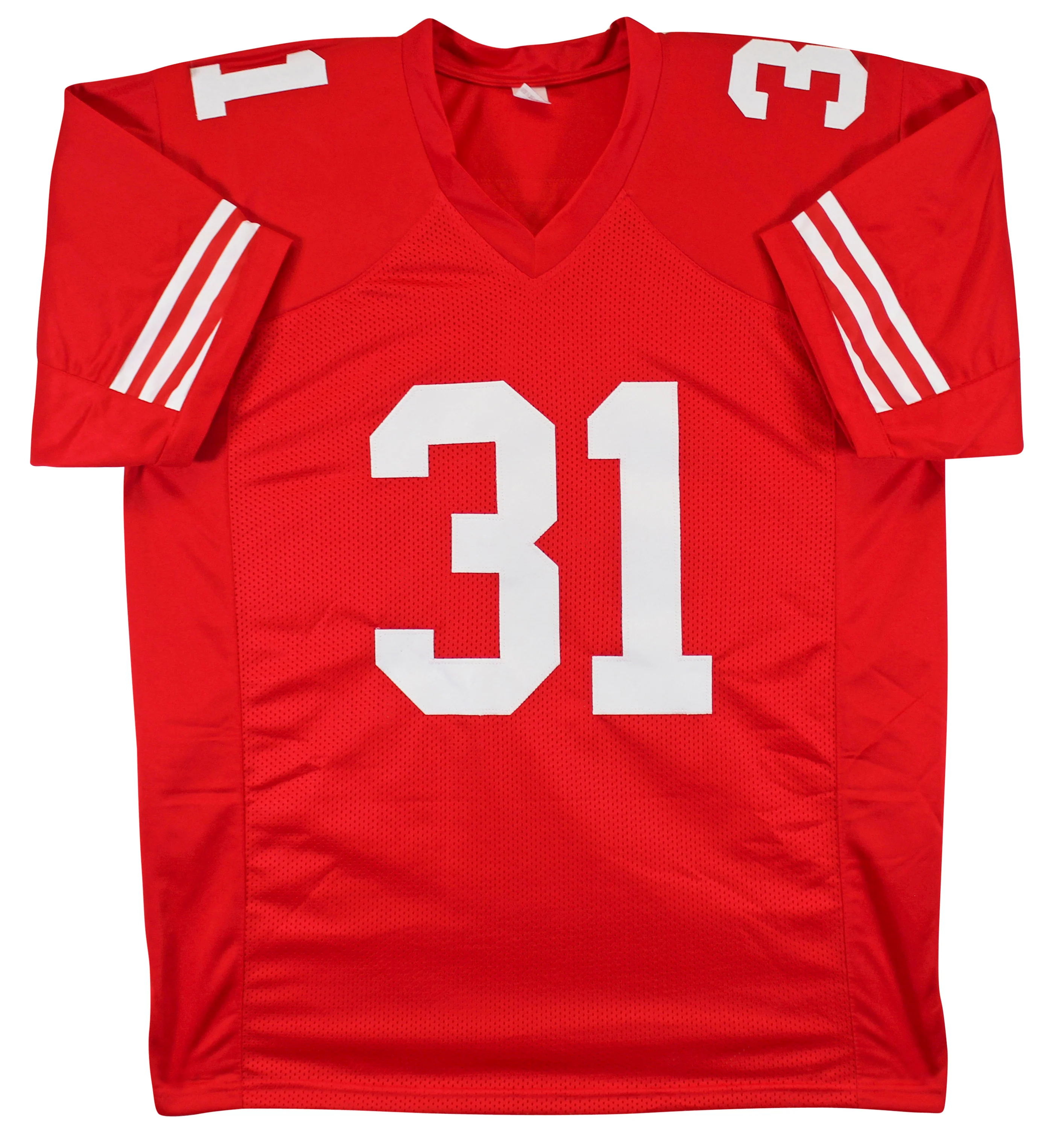 Donte Whitner Authentic Signed Red Pro Style Jersey Autographed BAS Witnessed - Image 4