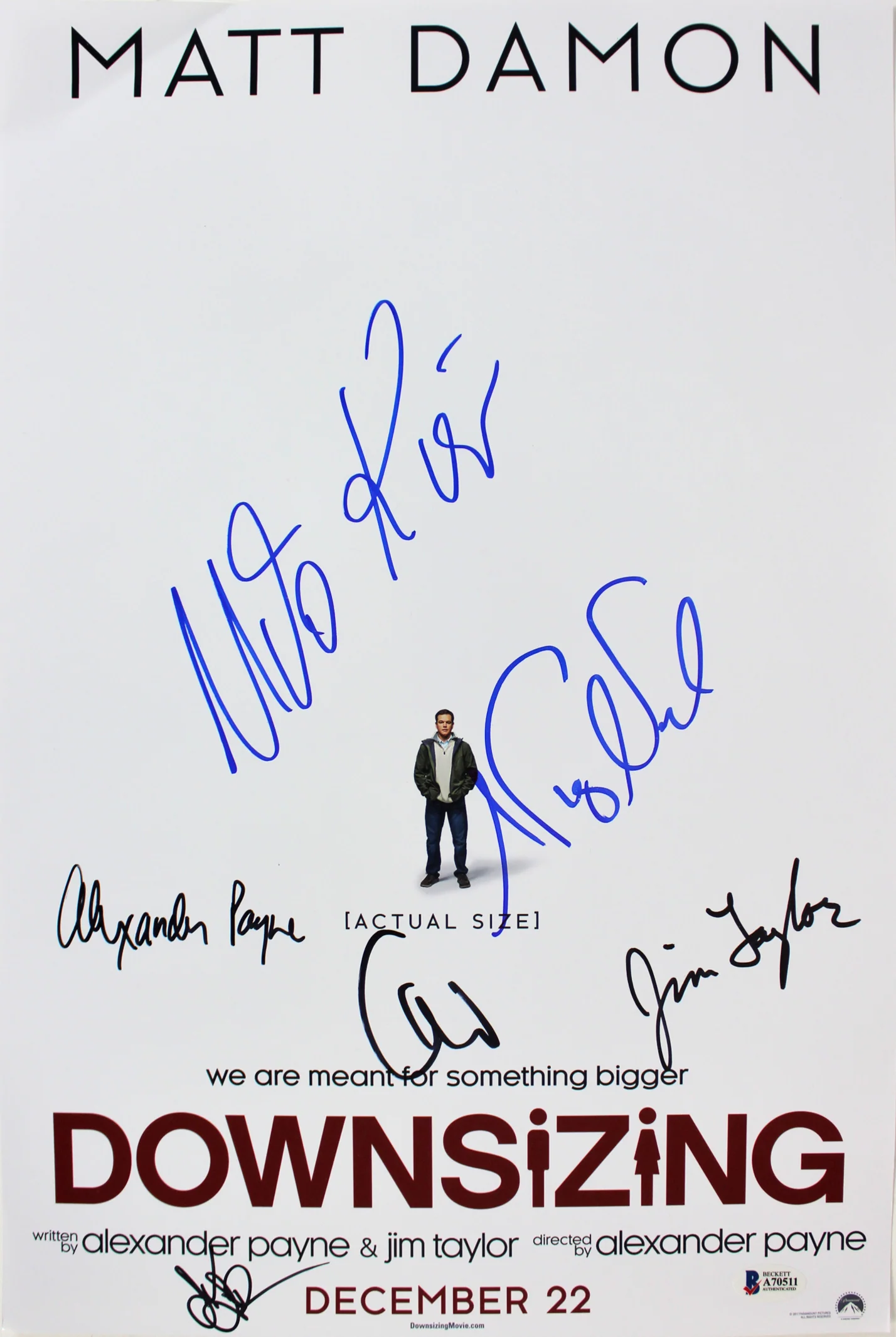Downsizing (6) Payne, Waltz, Nash, Taylor, Kier Signed 12x18 Photo BAS #A70511 - Image 2