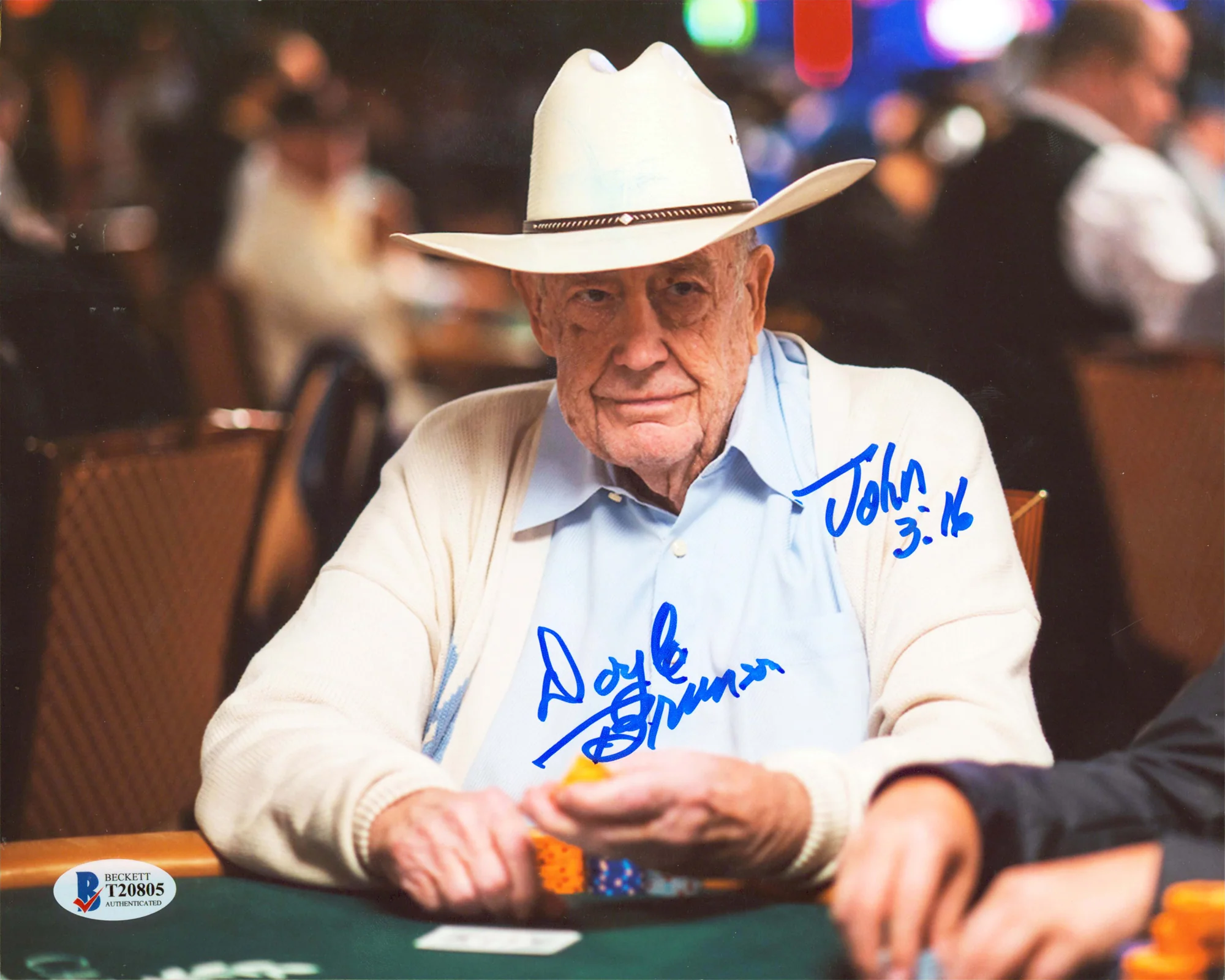Doyle Brunson John 3:16 Authentic Signed 8x10 Horizontal Photo BAS #T20805 - Image 2