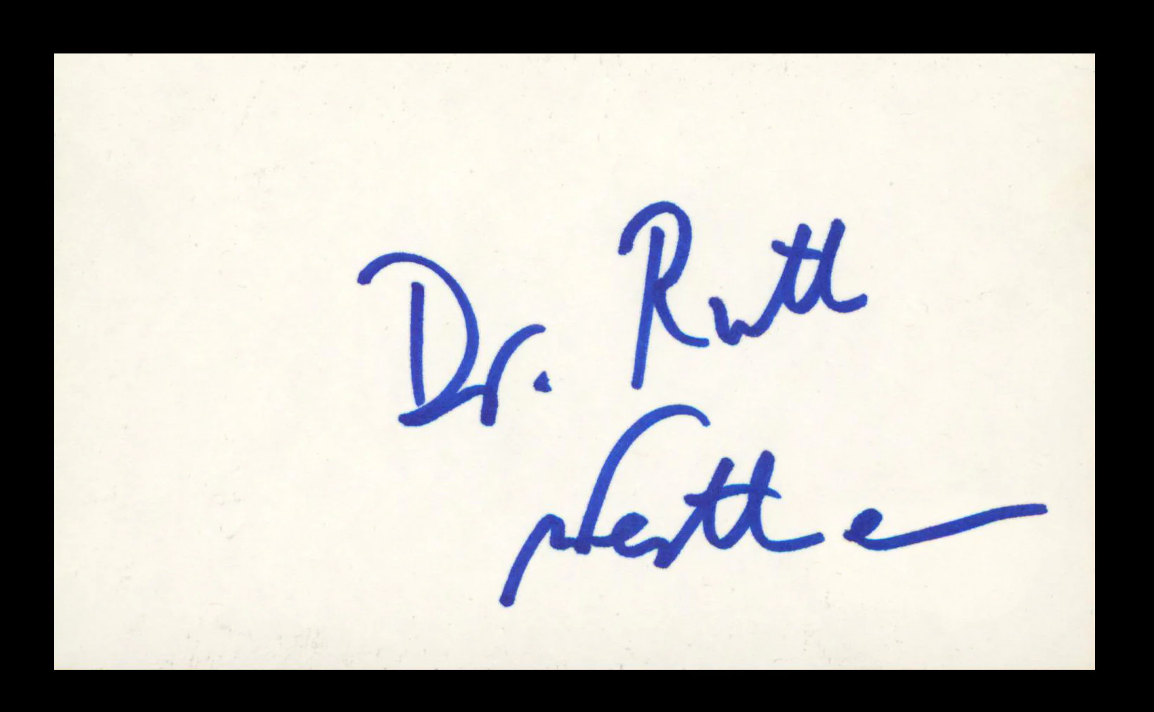 Dr. Ruth Westheimer Authentic Signed 3x5 Index Card Autographed BAS #BN89101 - Image 2