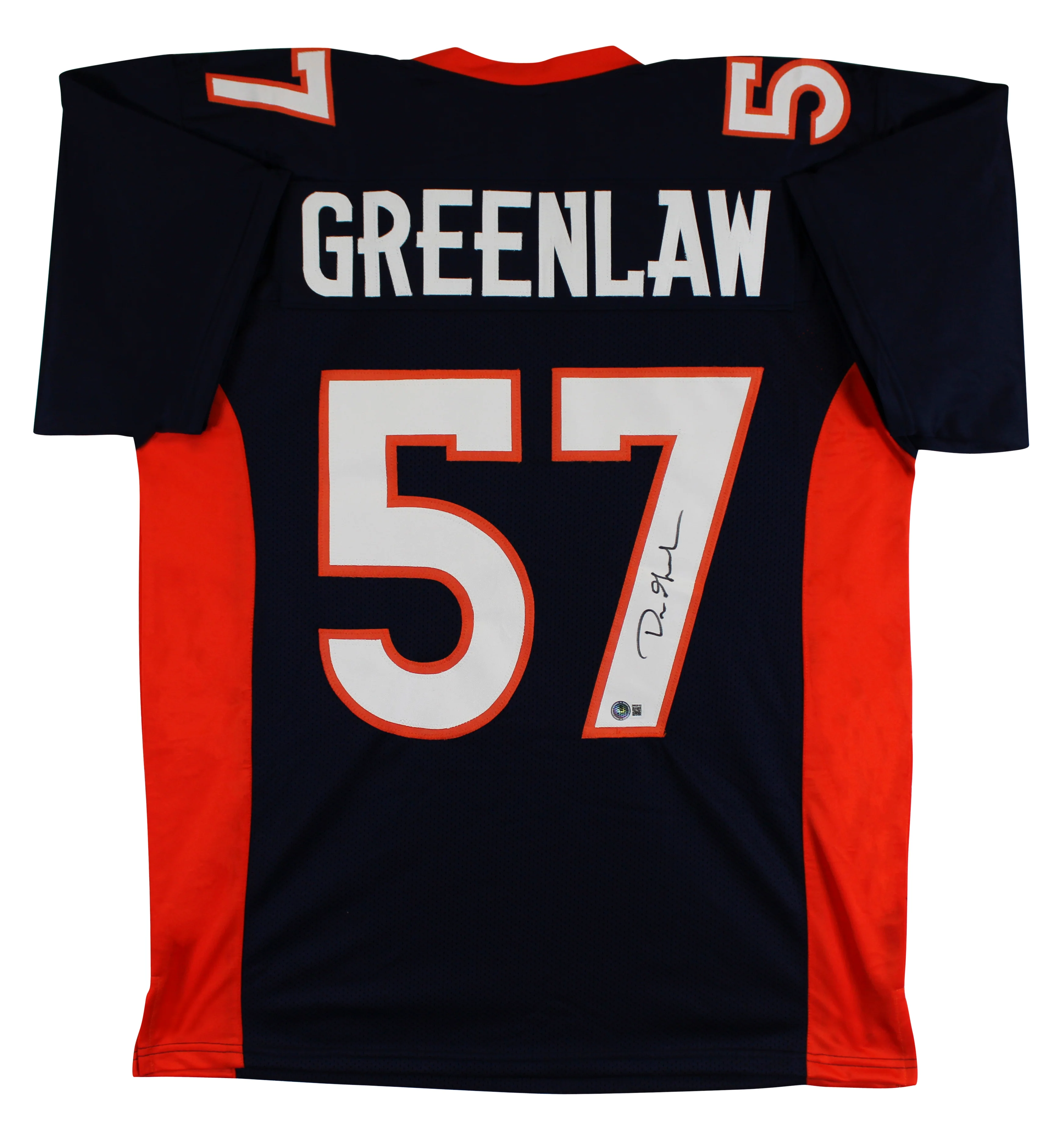Dre Greenlaw Authentic Signed Navy Pro Style Jersey Autographed BAS Witnessed