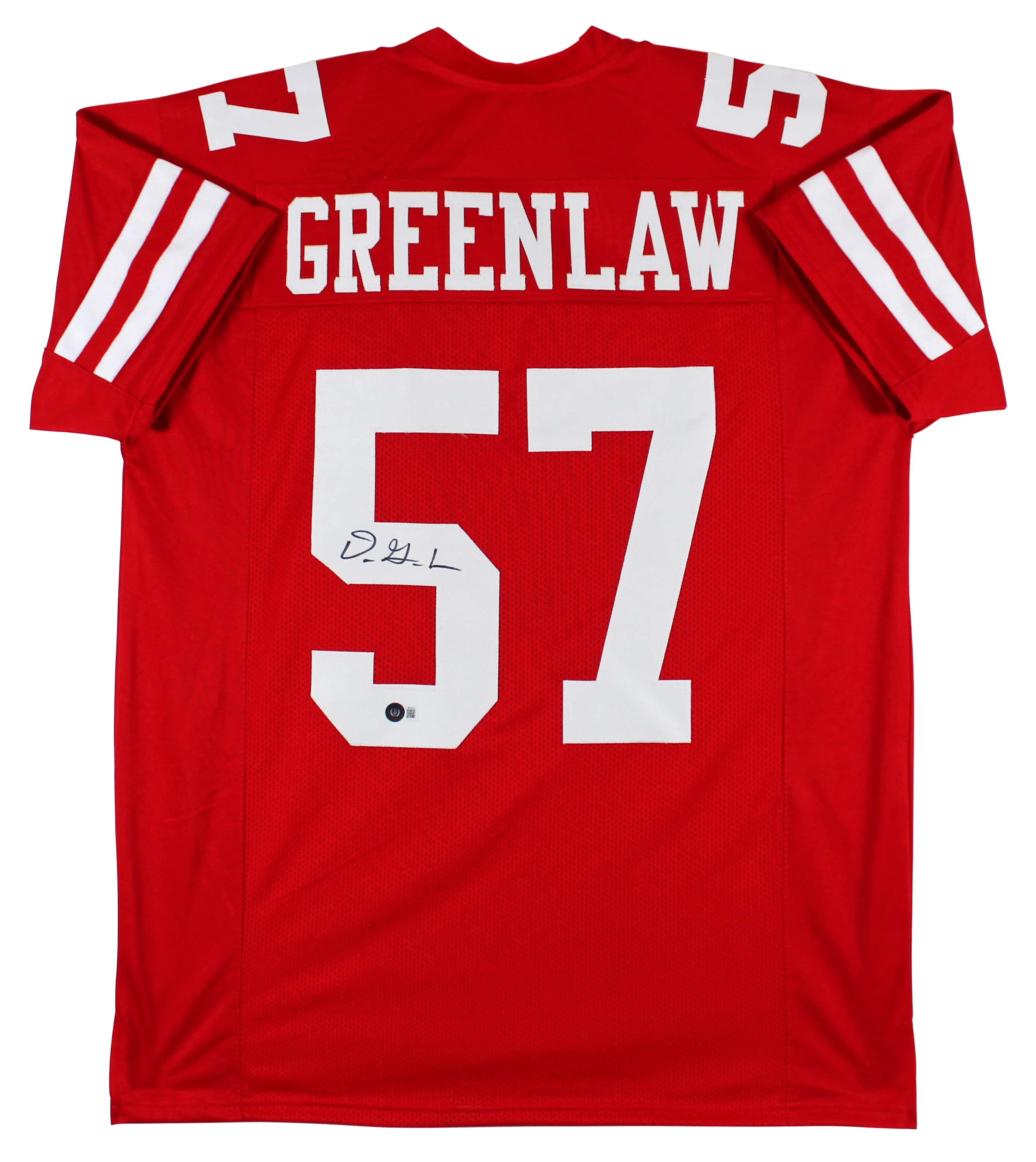 Dre Greenlaw Authentic Signed Red Pro Style Jersey Autographed BAS Witnessed - Image 2