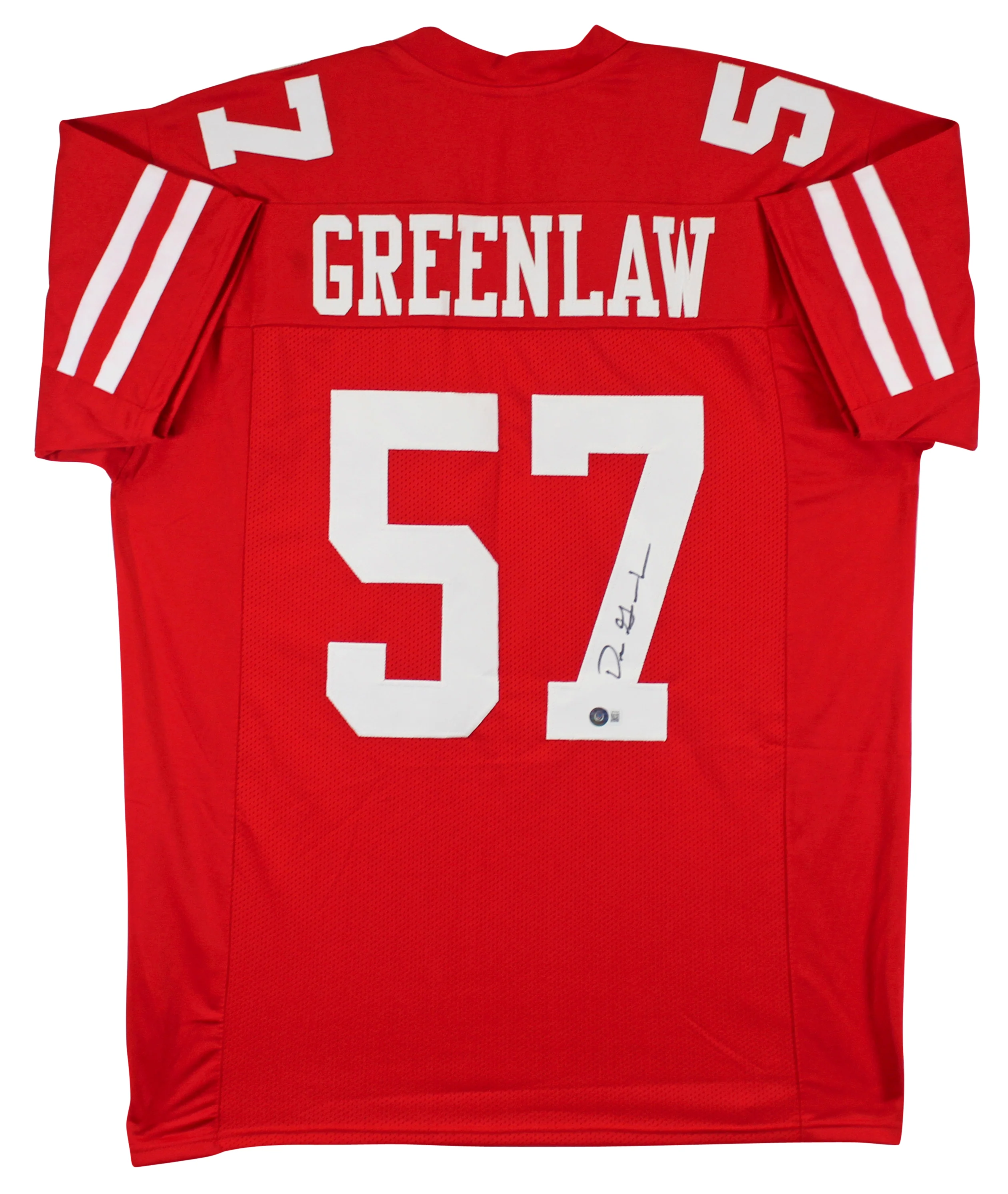 Dre Greenlaw Authentic Signed Red Pro Style Jersey BAS Witnessed 2 - Image 2