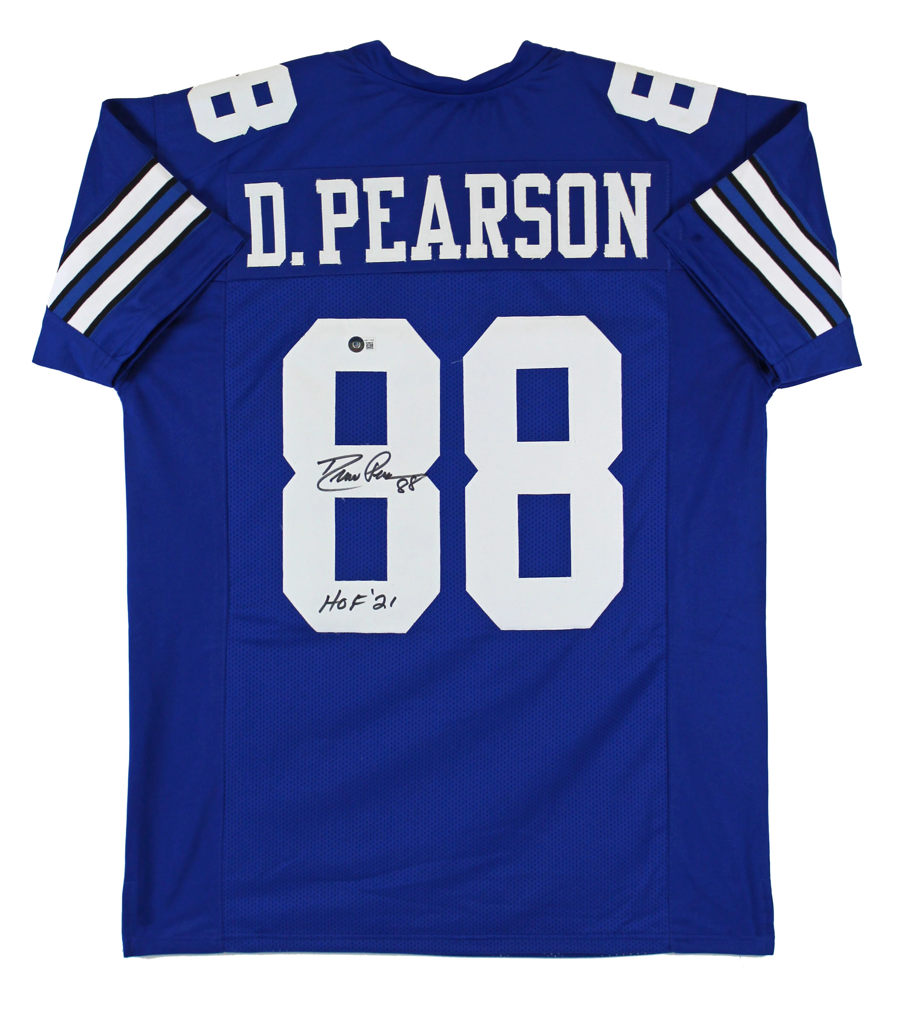 Drew Pearson "HOF 21" Authentic Signed Blue Pro Style Jersey Autographed BAS Wit - Image 2