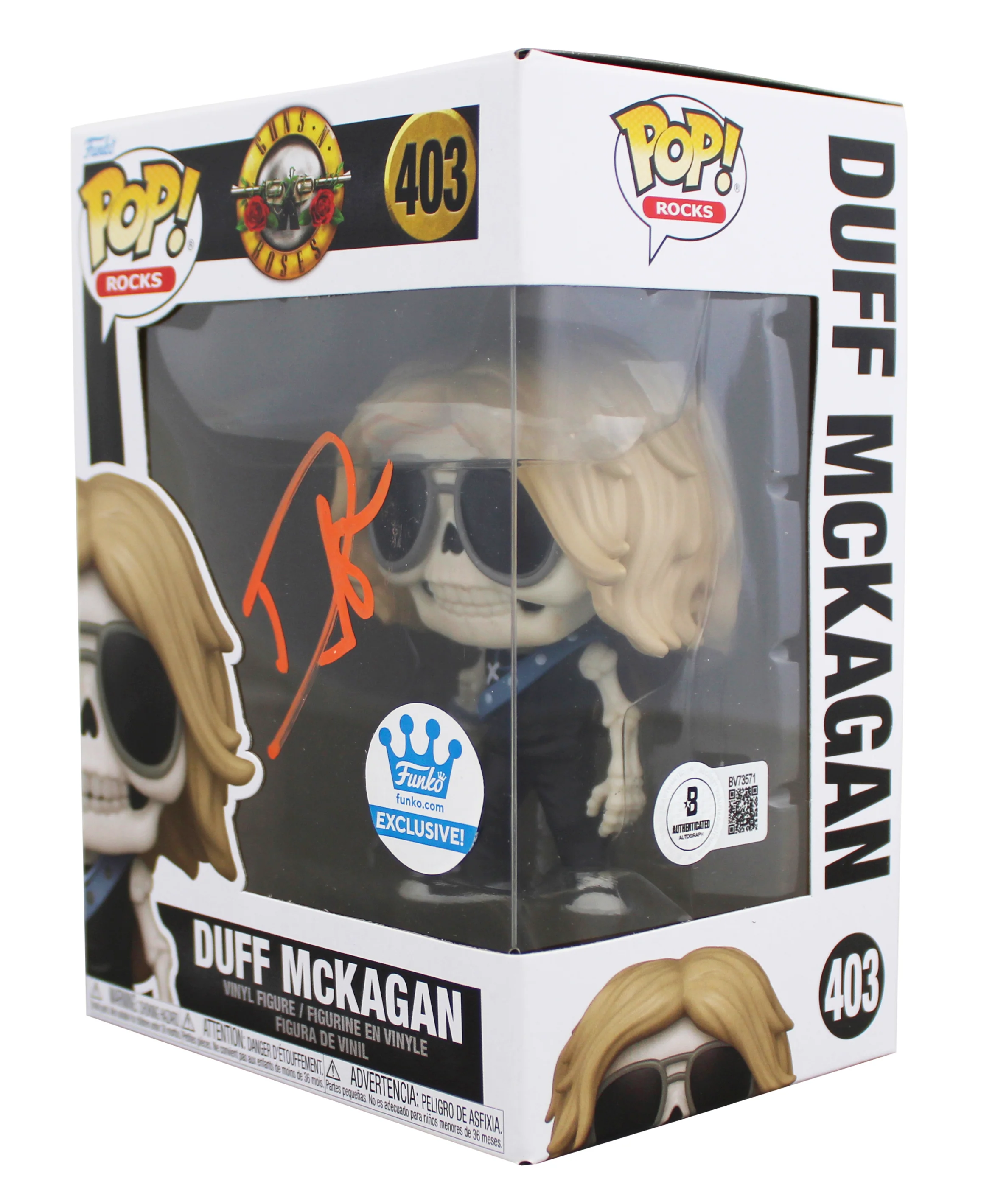Duff McKagan Guns N' Roses Signed #403 Funko Pop Vinyl Figure w/ Orange Sig BAS - Image 3