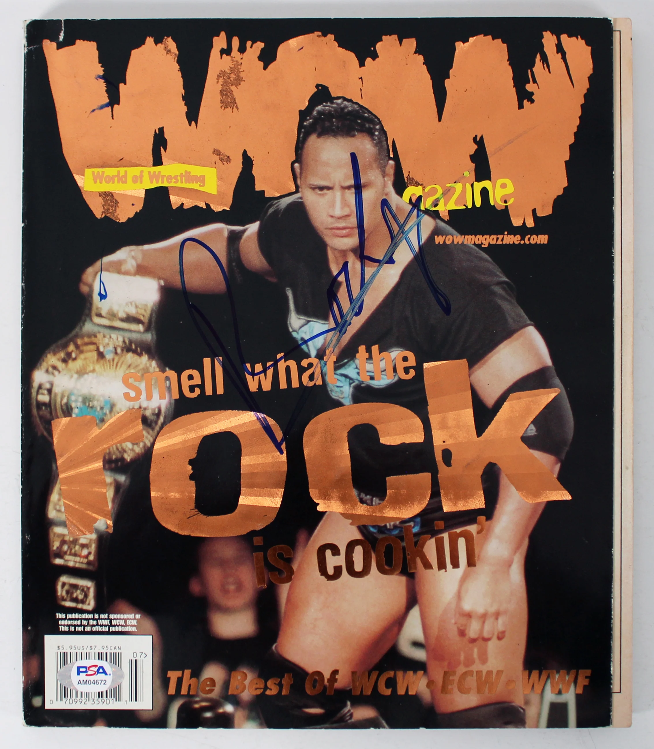 Dwayne "The Rock" Johnson Signed World Of Wrestling Magazine PSA/DNA #AM04672 - Image 2