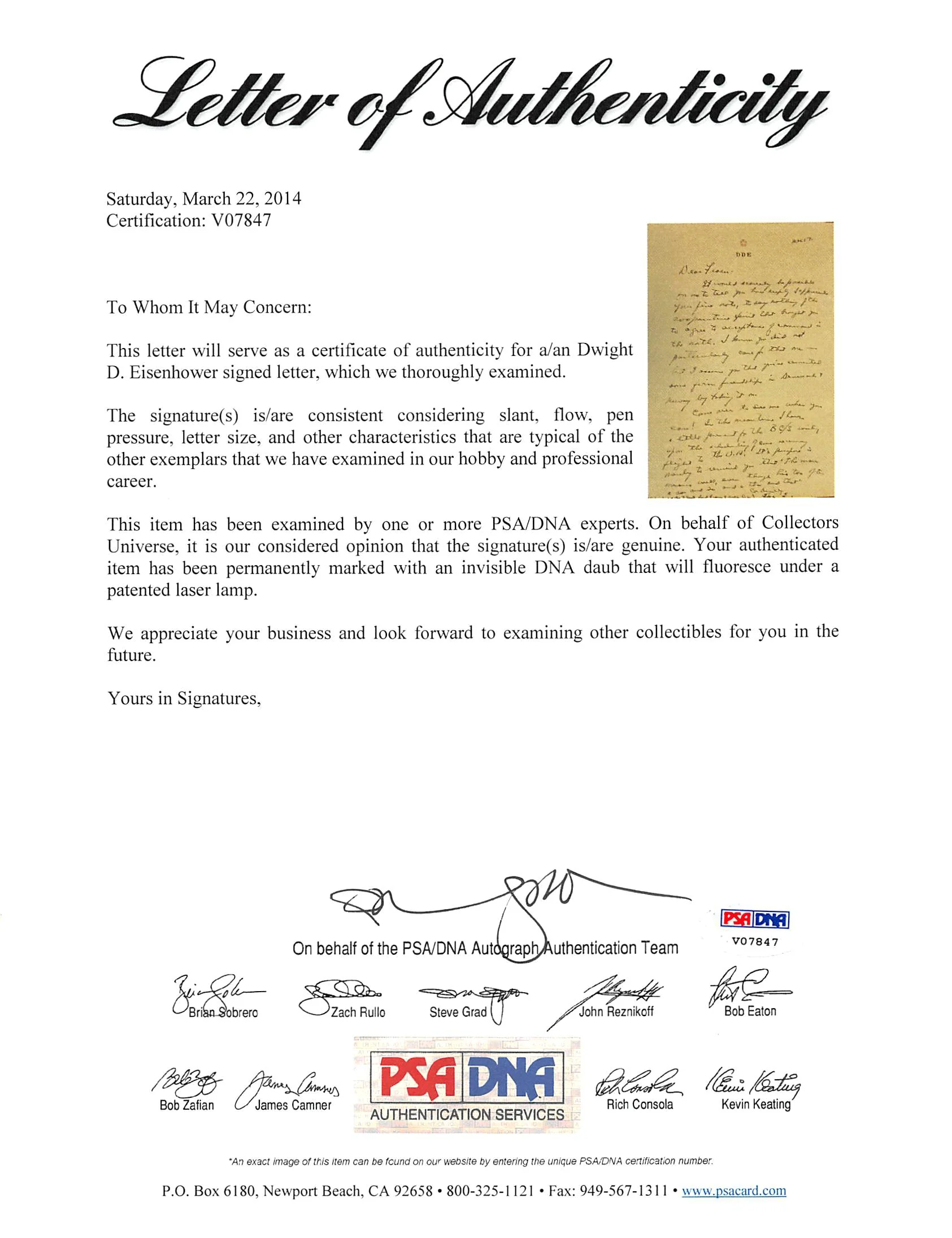 Dwight D. Eisenhower Signed 7x10.25 Handwritten Letter PSA/DNA #V07847 - Image 6