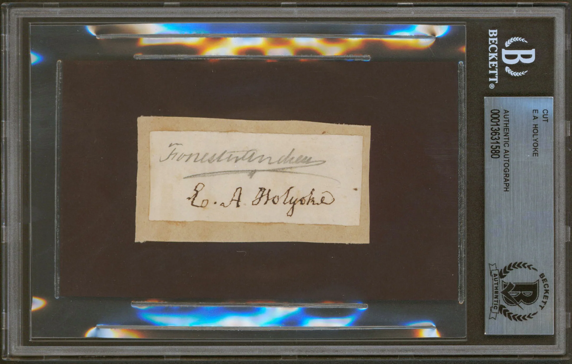 E.A. Holyoke Authentic Signed 1.25x2.75 Cut Signature Autographed BAS Slabbed - Image 2
