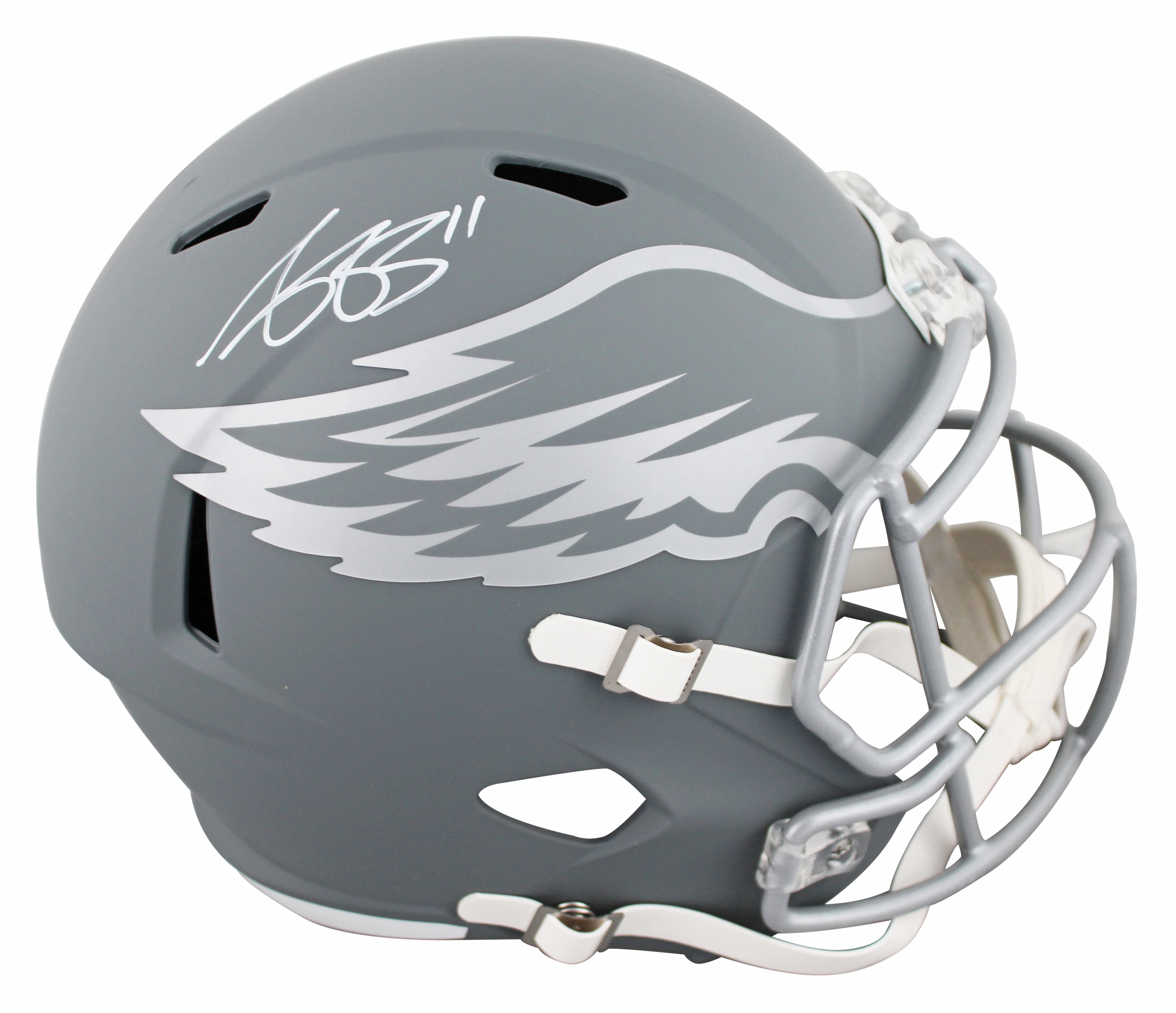 Eagles A.J. Brown Authentic Signed Slate Full Size Speed Rep Helmet BAS Witness - Image 2