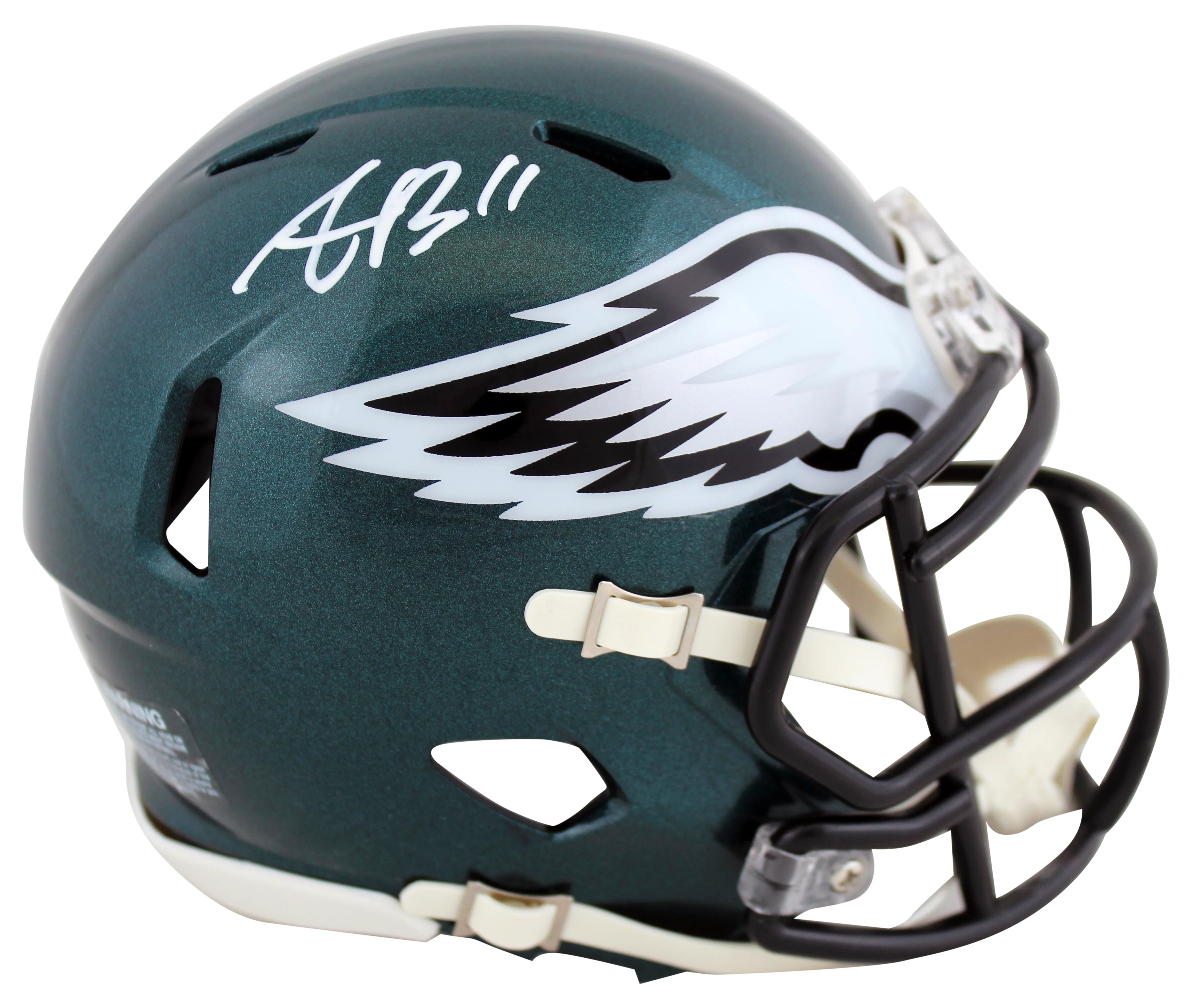 Eagles A.J. Brown Authentic Signed Speed Mini Helmet W/ Case BAS Witnessed - Image 3