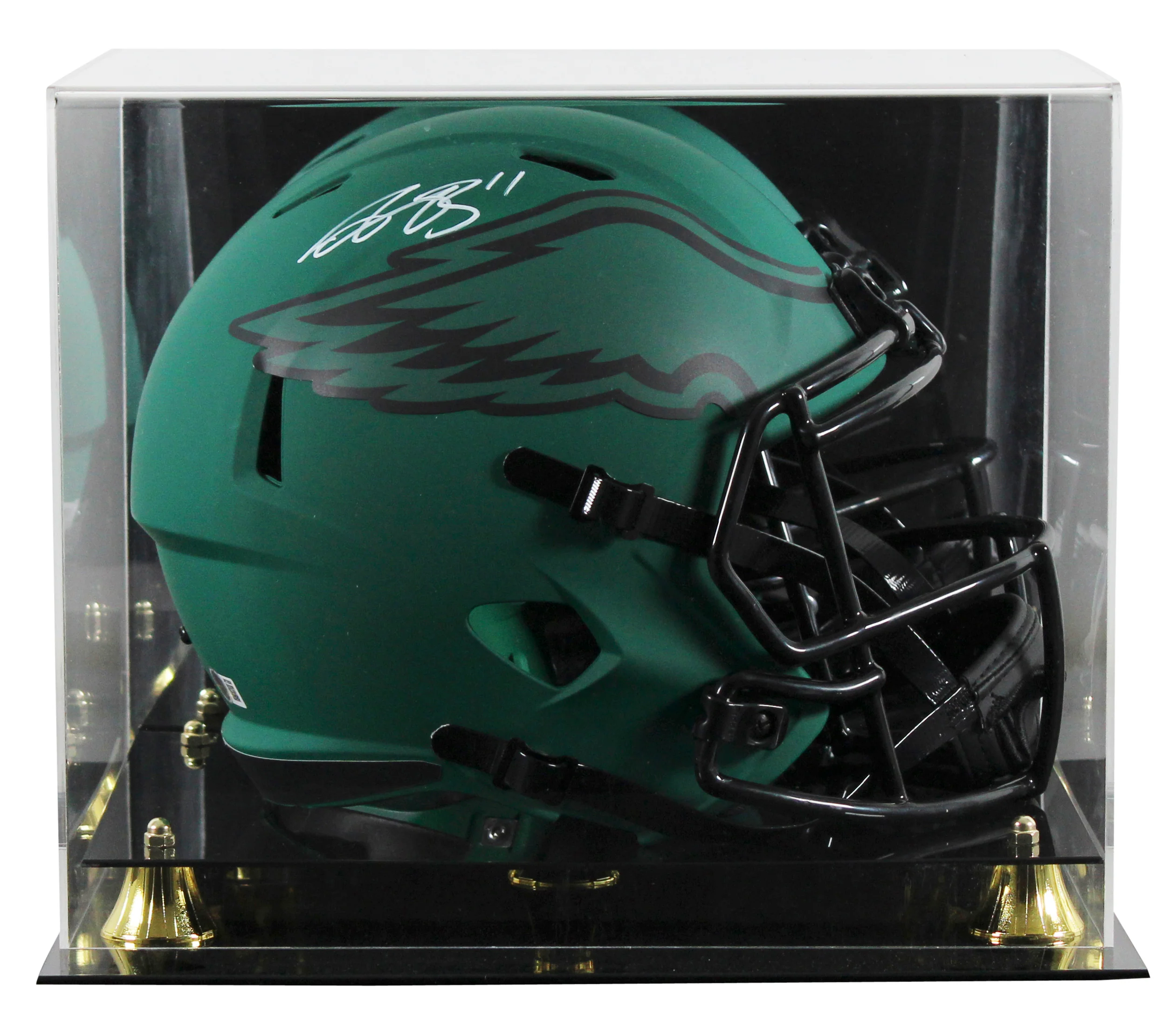 Eagles A.J. Brown Signed Rave Full Size Speed Rep Helmet W/ Case BAS Witnessed - Image 2