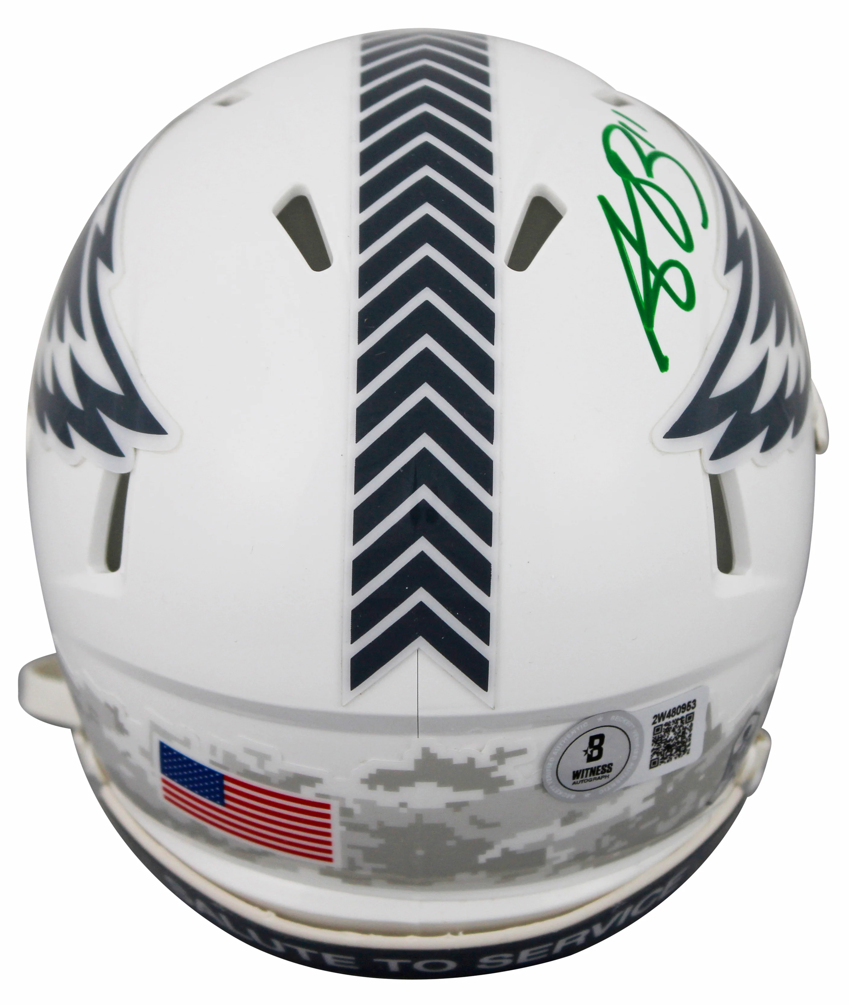 Eagles A.J. Brown Signed Salute To Service III Speed Mini Helmet BAS Witnessed - Image 3