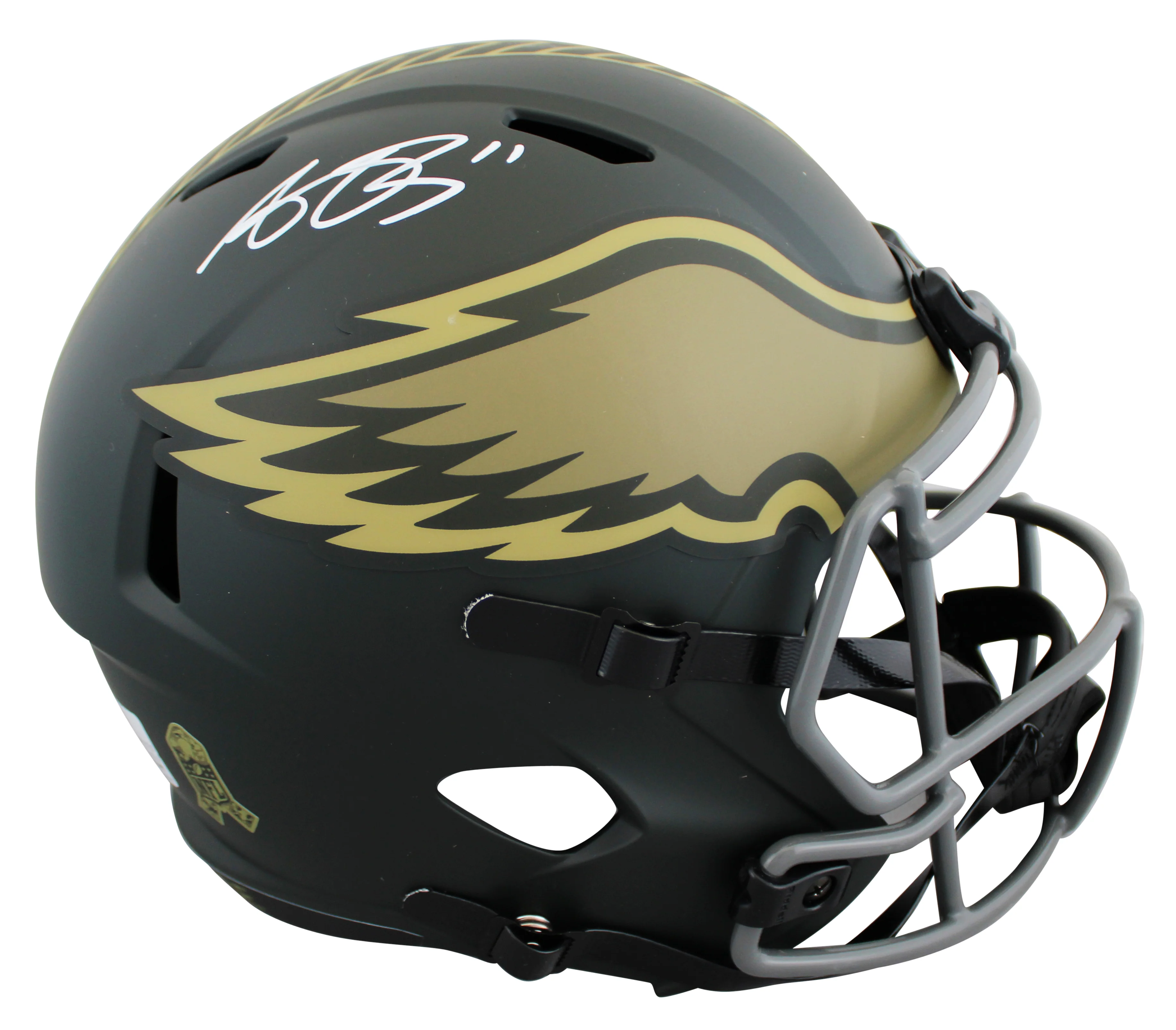 Eagles A.J. Brown Signed Salute to Service IV Full Size Speed Rep Helmet BAS Wit - Image 2