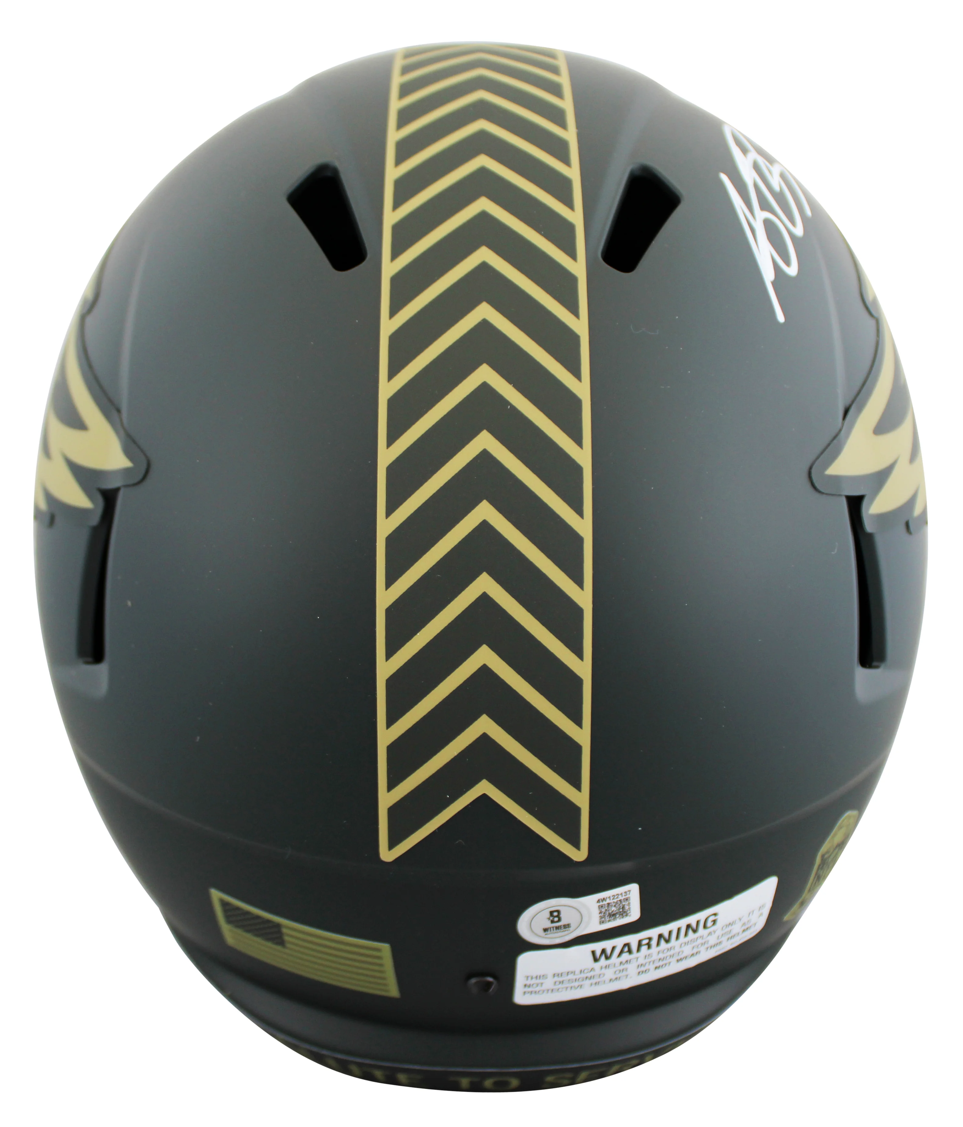 Eagles A.J. Brown Signed Salute to Service IV Full Size Speed Rep Helmet BAS Wit - Image 3
