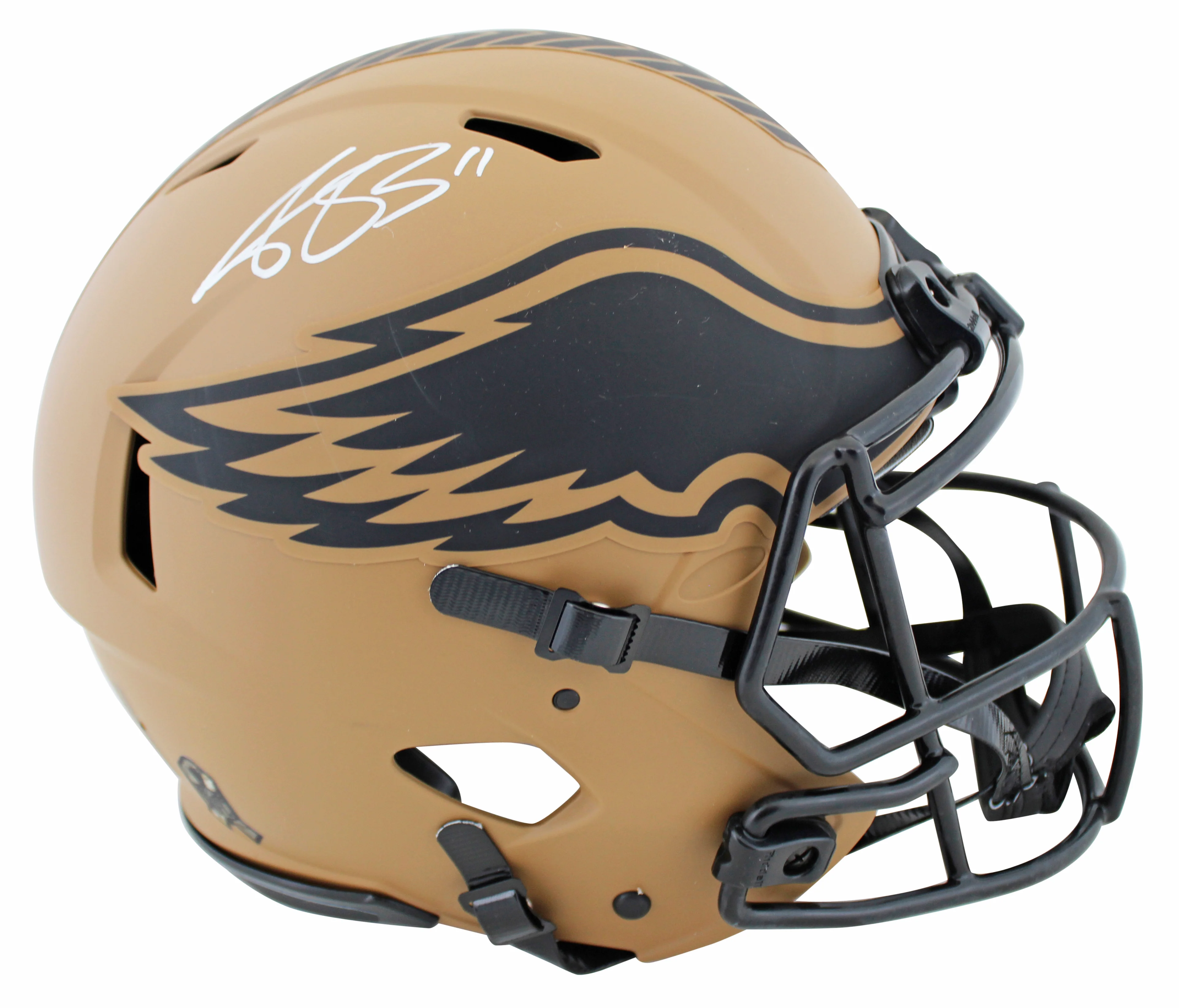 Eagles A.J. Brown Signed STS II Full Size Speed Proline Helmet BAS Witnessed - Image 2