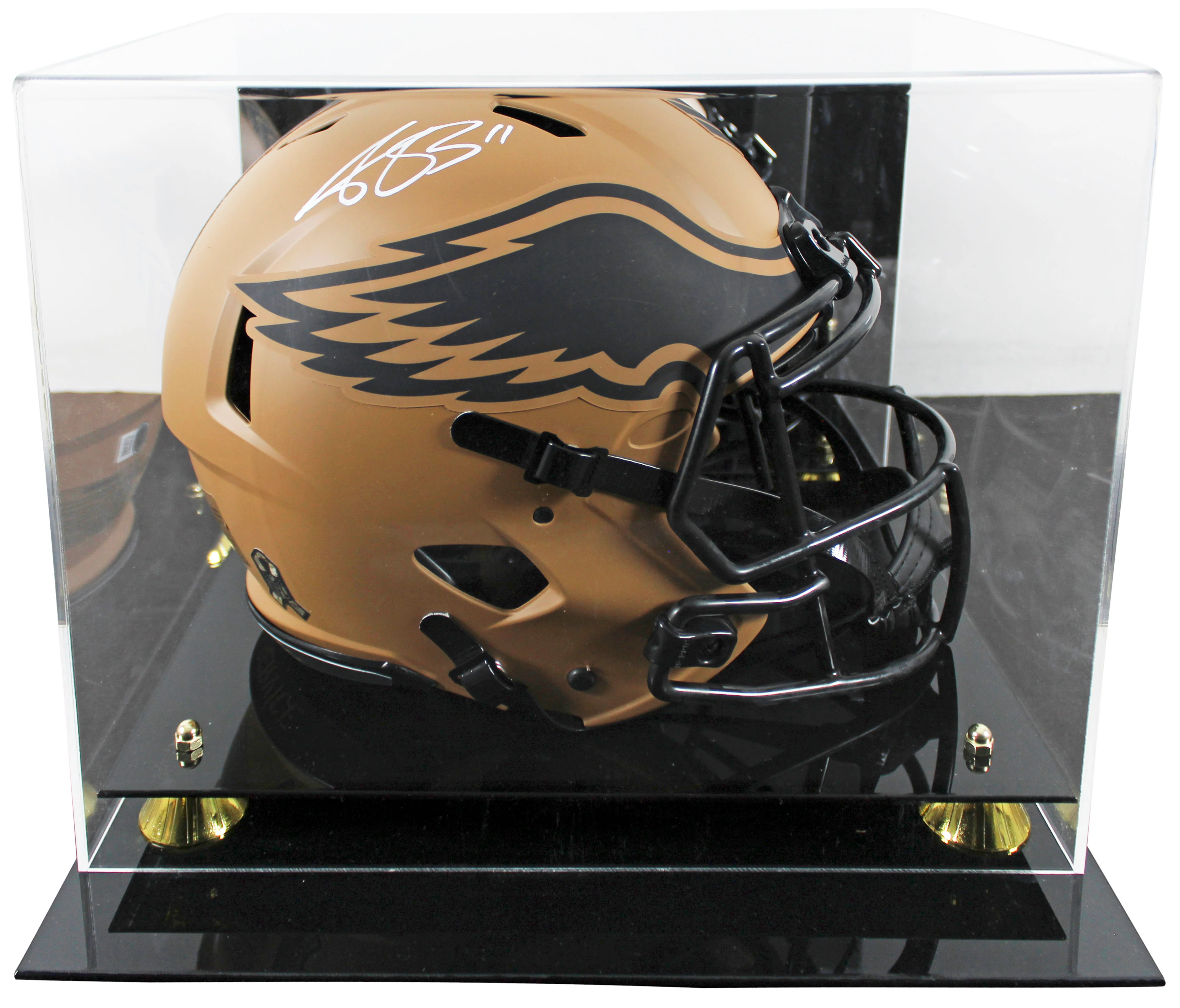 Eagles A.J. Brown Signed STS II Full Size Speed Rep Helmet W/ Case BAS Witnessed - Image 2