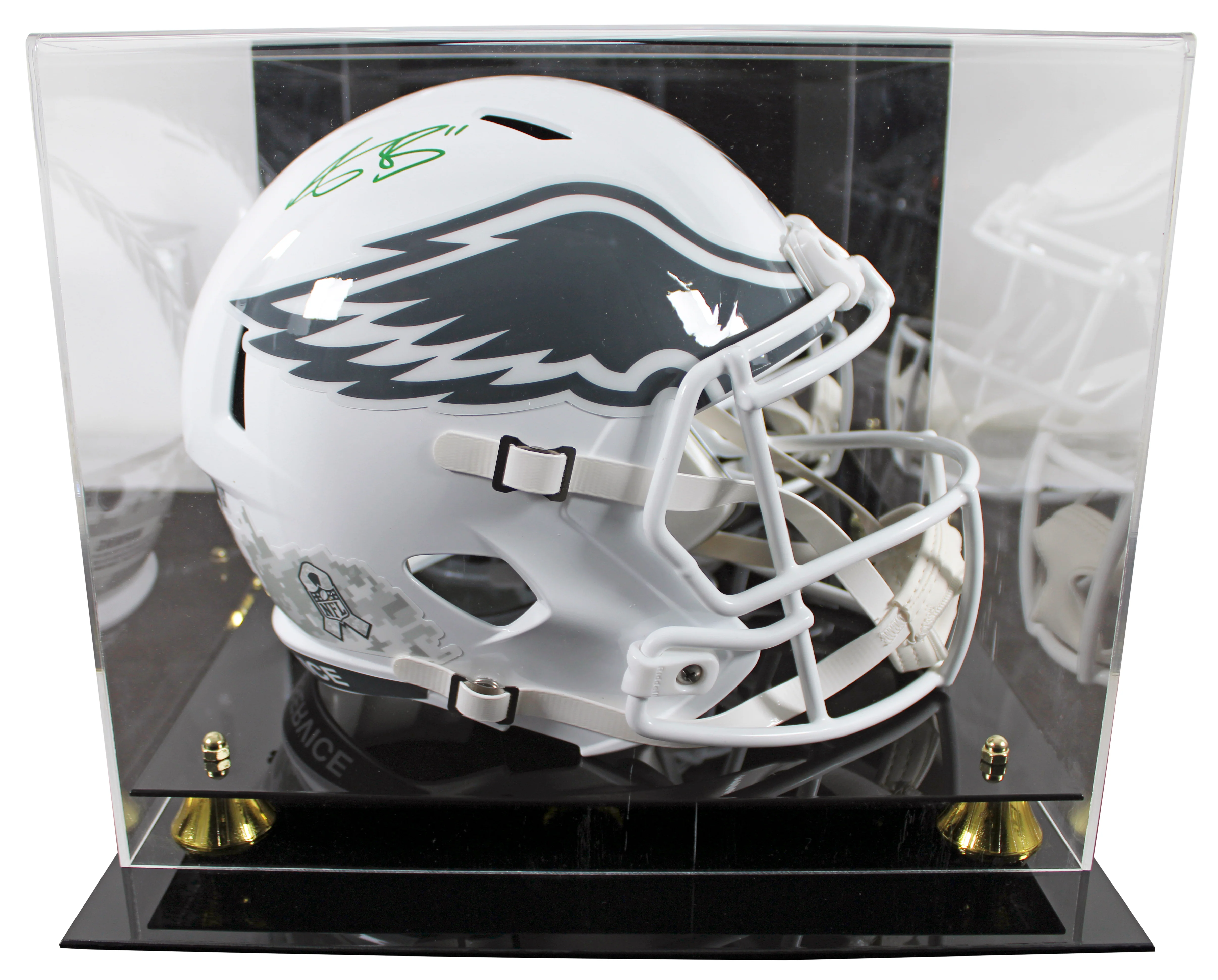 Eagles A.J. Brown Signed STS III Full Size Speed Rep Helmet W/ Case BAS Witness - Image 2
