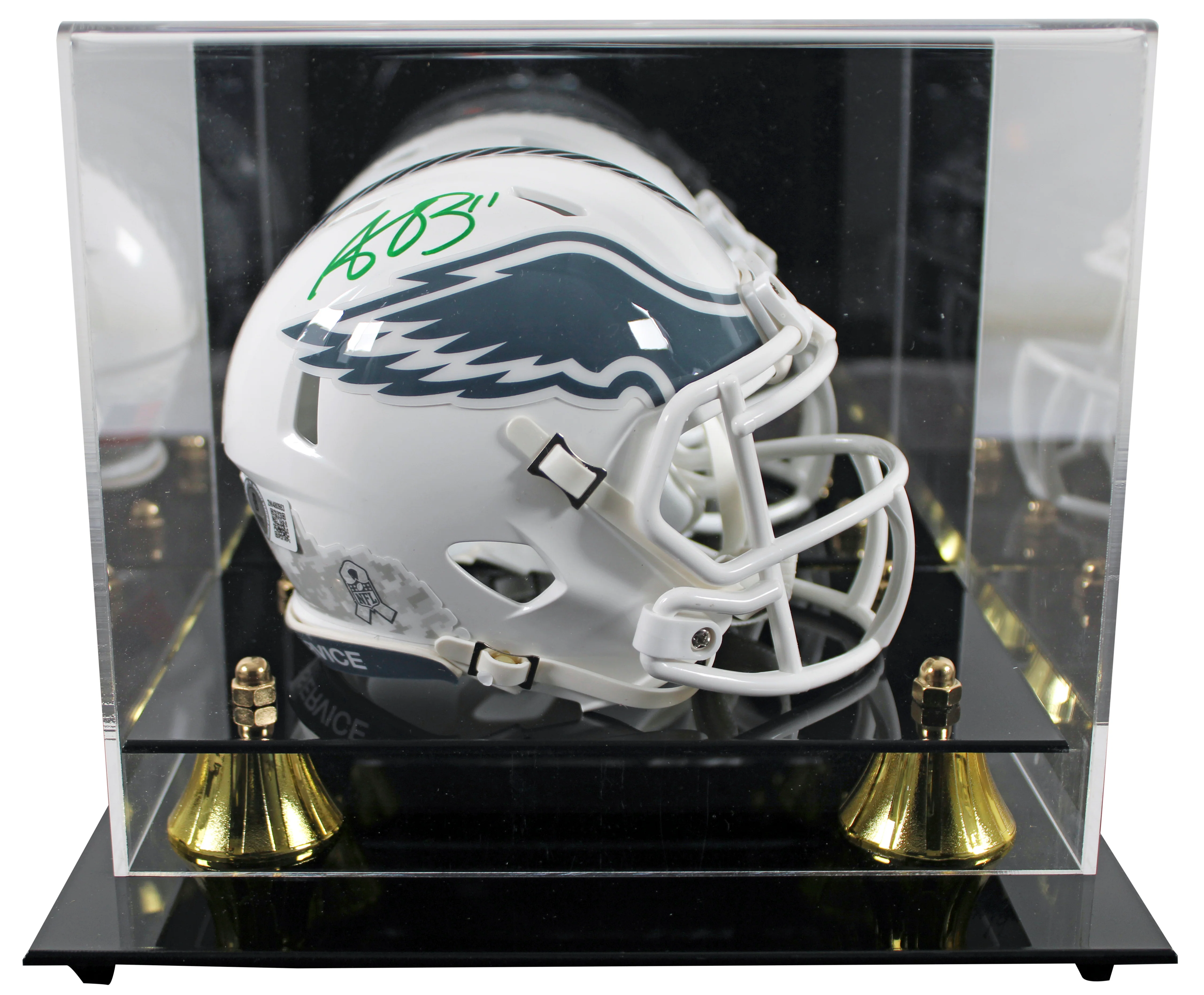 Eagles A.J. Brown Signed STS III Speed Mini Helmet W/ Case BAS Witnessed - Image 2
