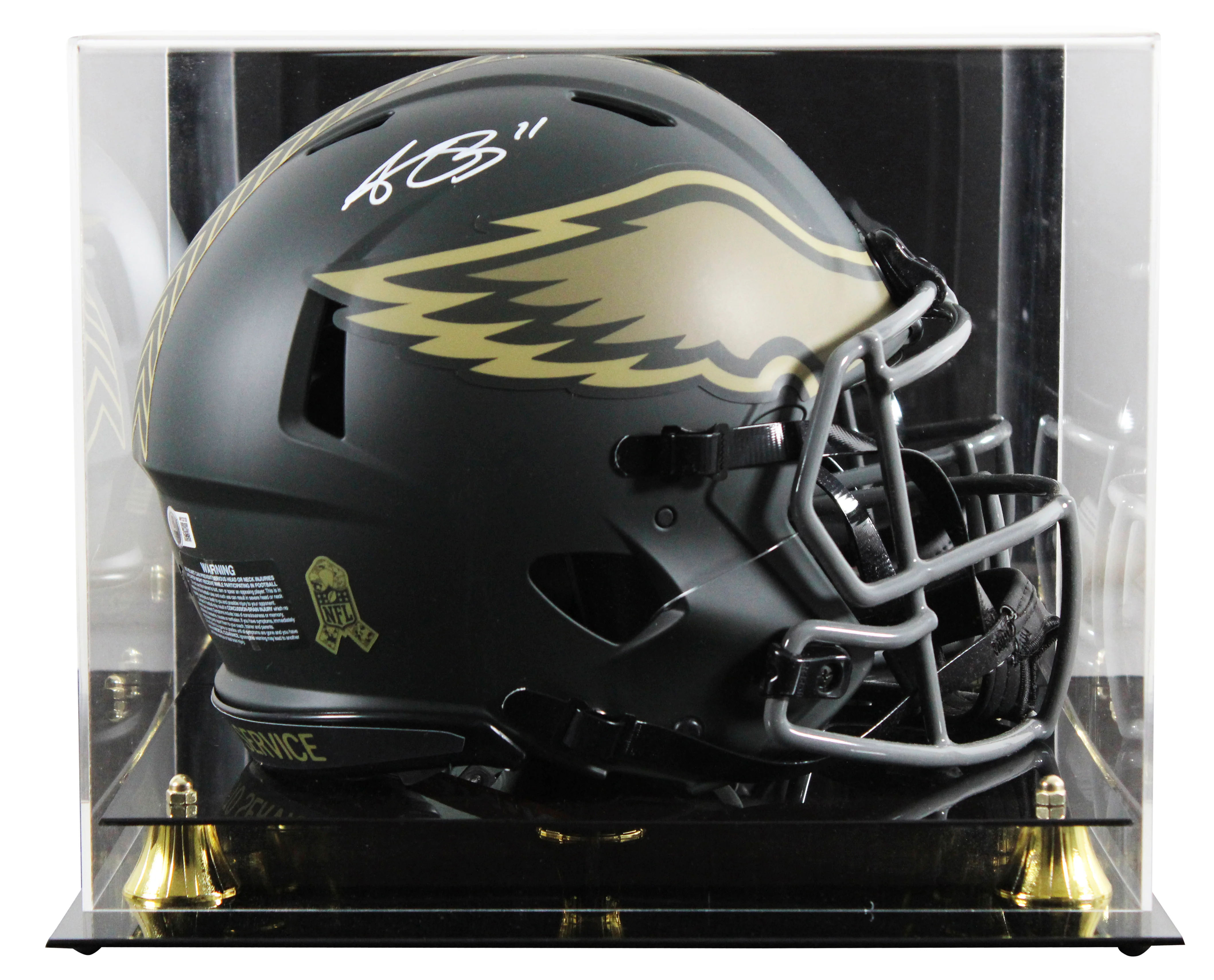 Eagles A.J. Brown Signed STS IV F/S Speed Proline Helmet W/ Case BAS Wit - Image 2