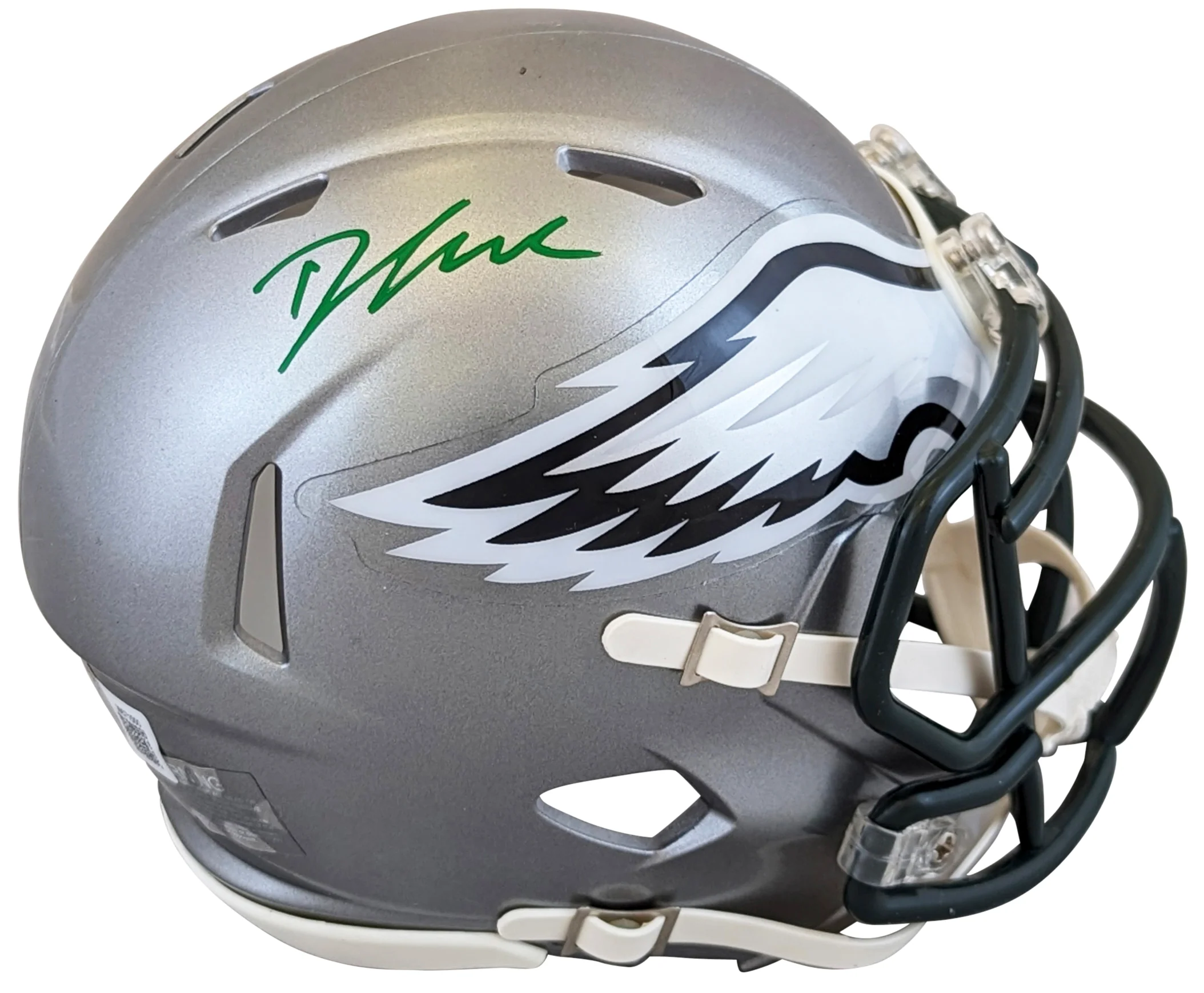 Eagles D'Andre Swift Authentic Signed Flash Speed Mini Helmet BAS Witnessed - Image 2