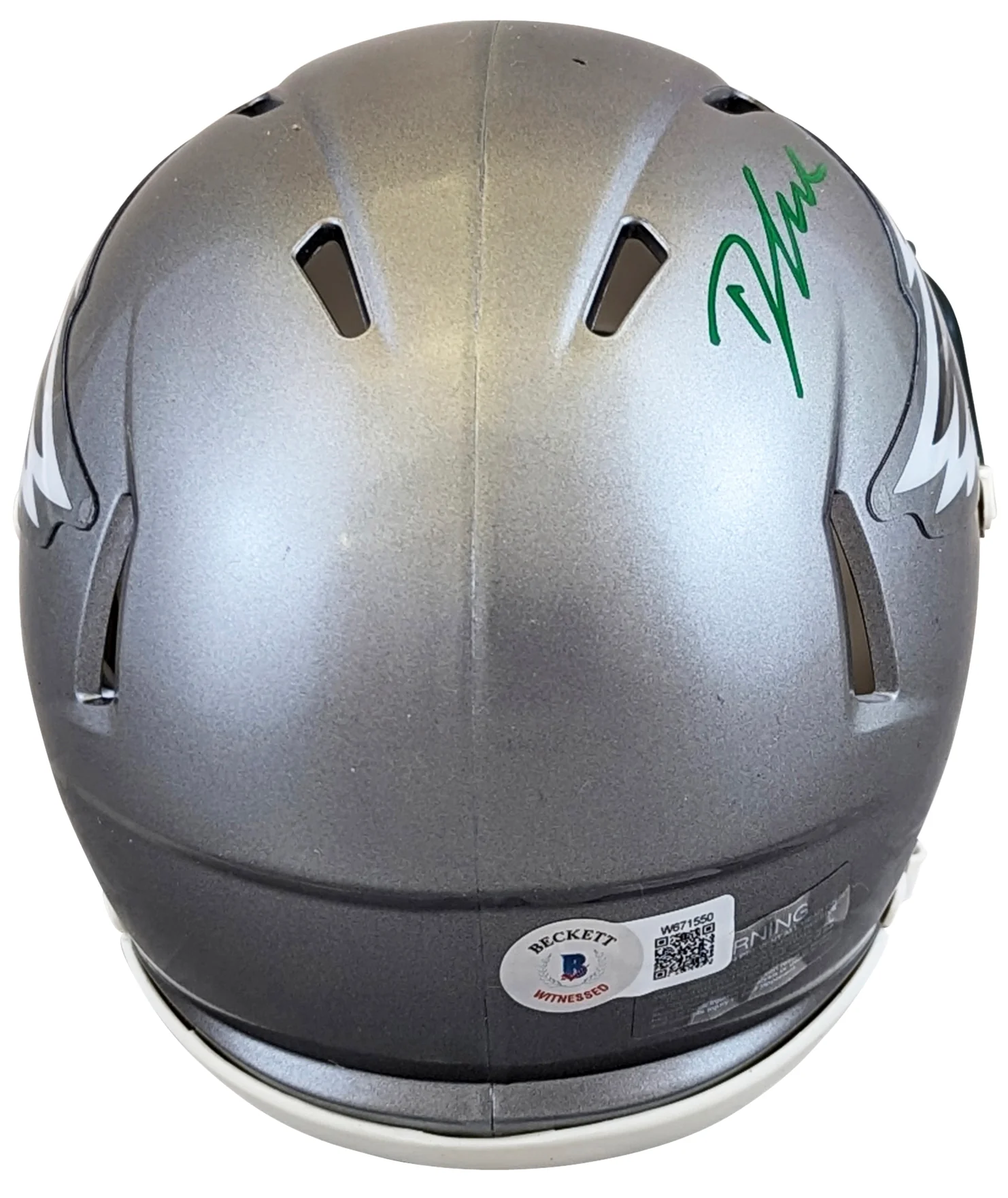 Eagles D'Andre Swift Authentic Signed Flash Speed Mini Helmet BAS Witnessed - Image 3