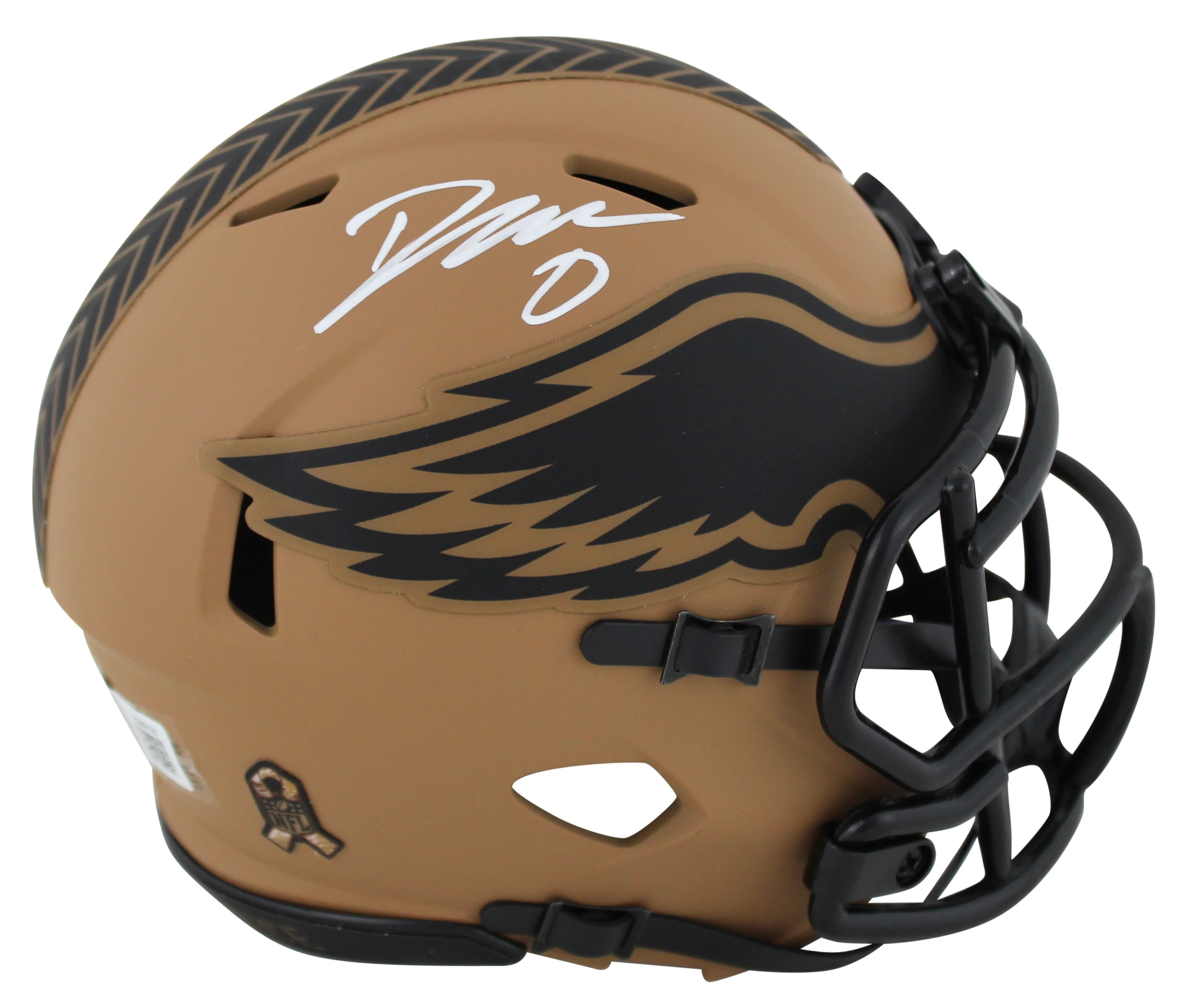 Eagles D'Andre Swift Signed Salute To Service II Speed Mini Helmet BAS Witnessed