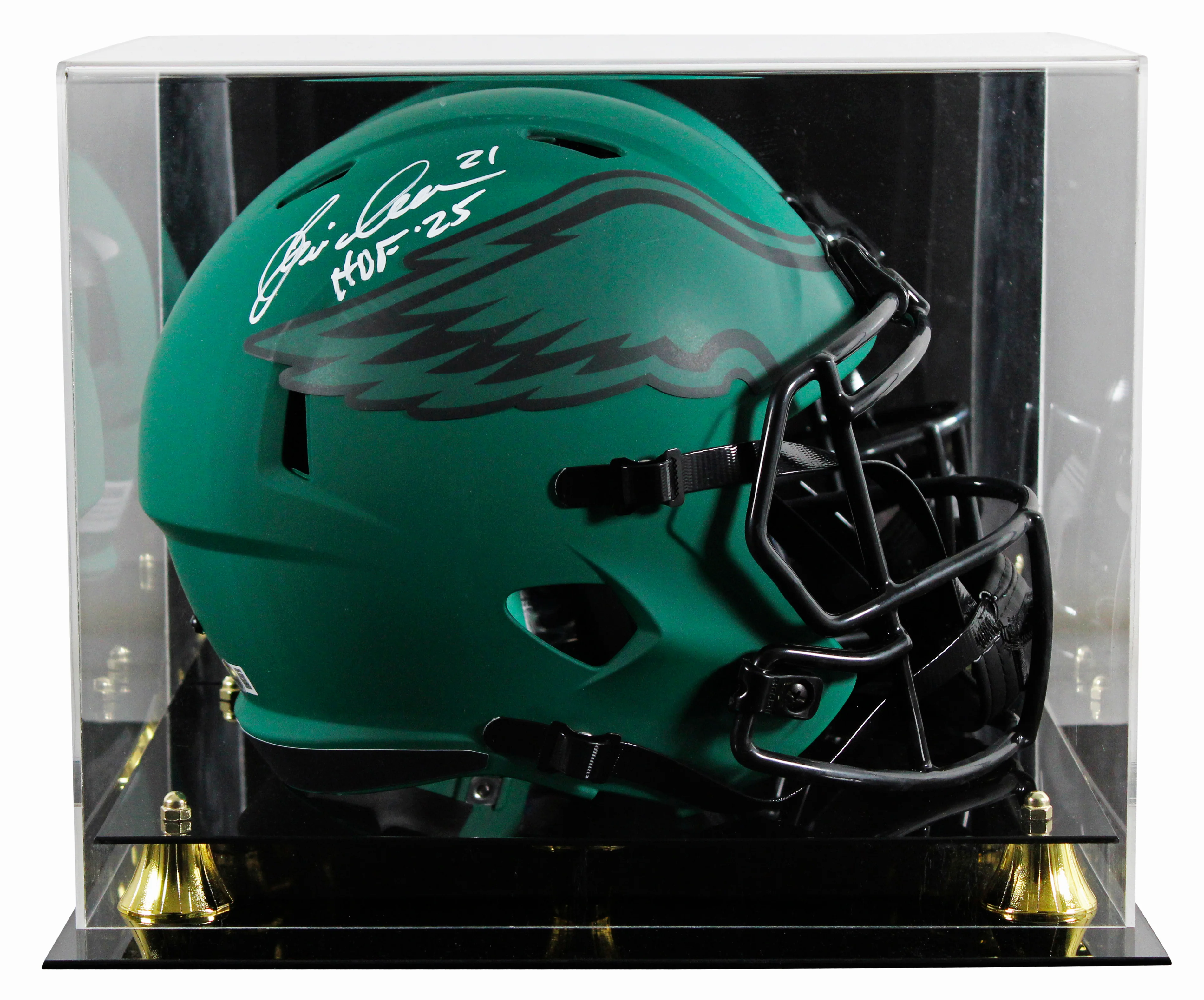 Eagles Eric Allen "HOF 25" Signed Rave Full Size Speed Rep Helmet W/ Case BAS W - Image 2