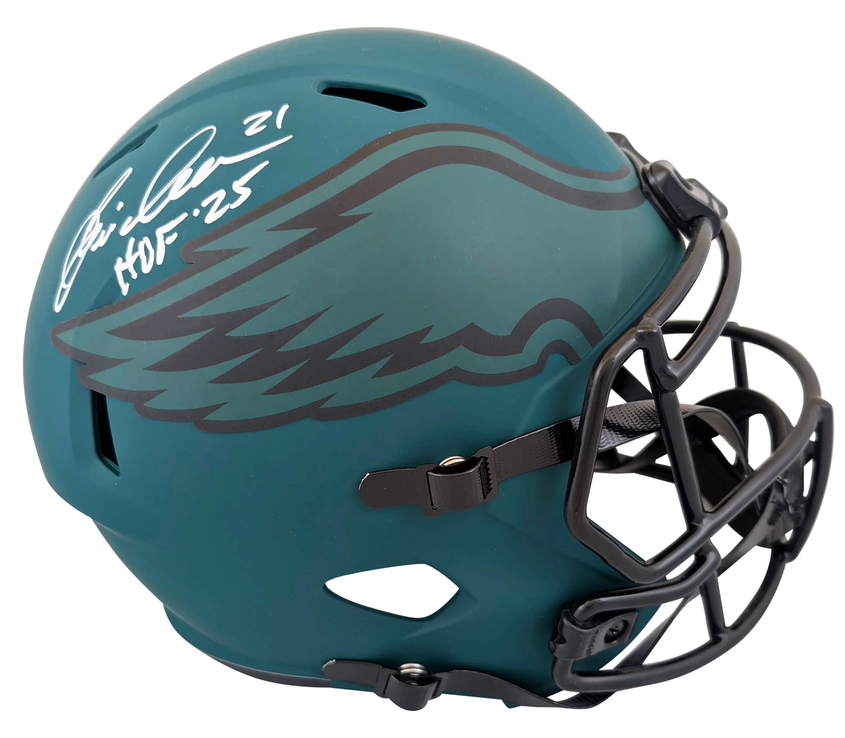Eagles Eric Allen "HOF 25" Signed Rave Full Size Speed Rep Helmet W/ Case BAS W - Image 3