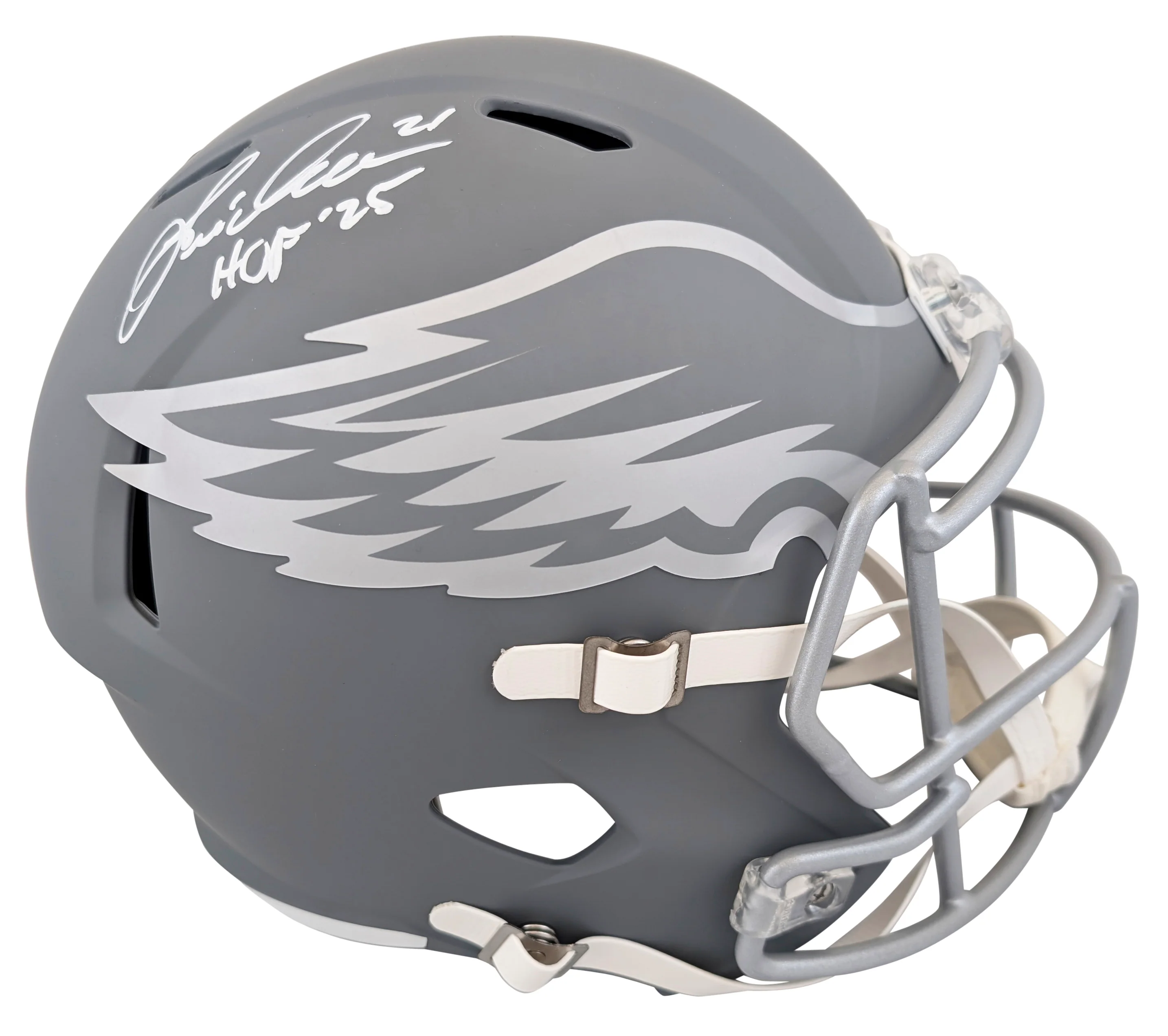 Eagles Eric Allen "HOF 25" Signed Slate Full Size Speed Rep Helmet BAS Witnessed - Image 2