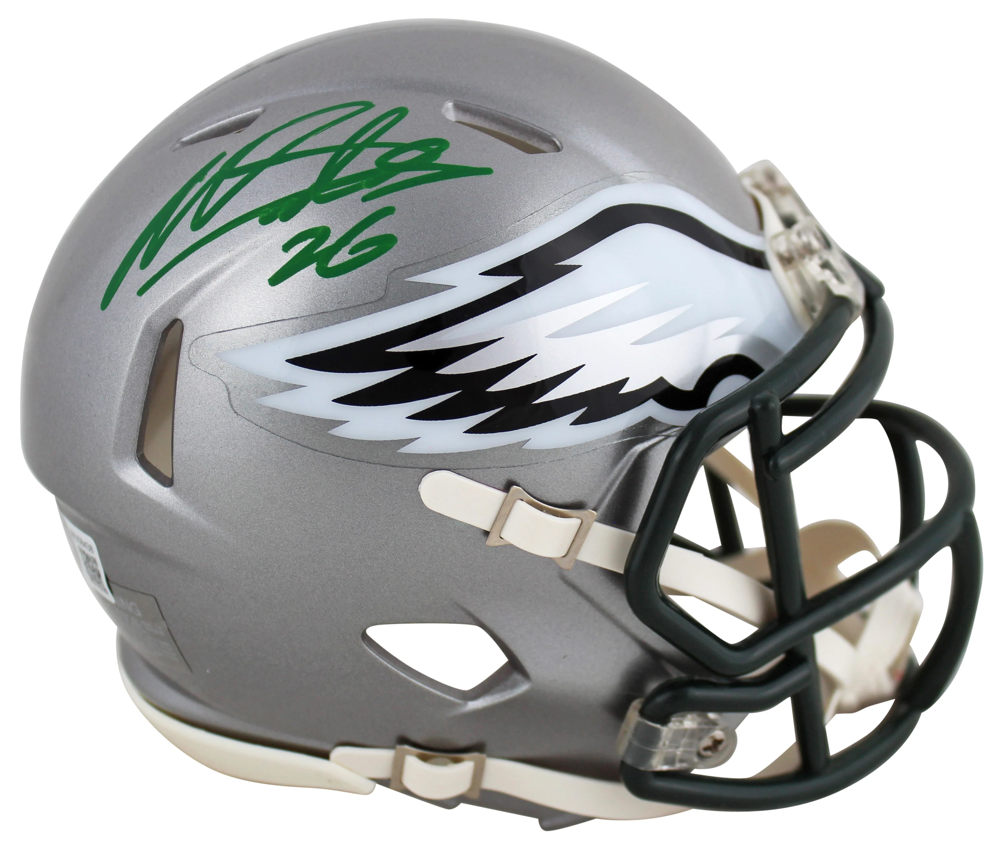 Eagles Miles Sanders Authentic Signed Flash Speed Mini Helmet BAS Witnessed